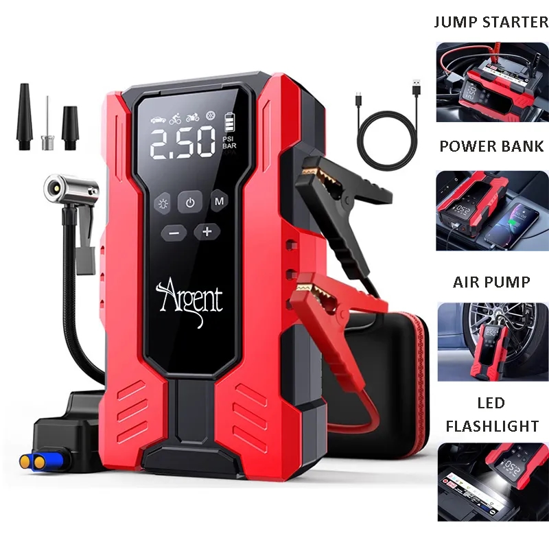 12V Car Emergency Jump Starter with Air Compressor 5