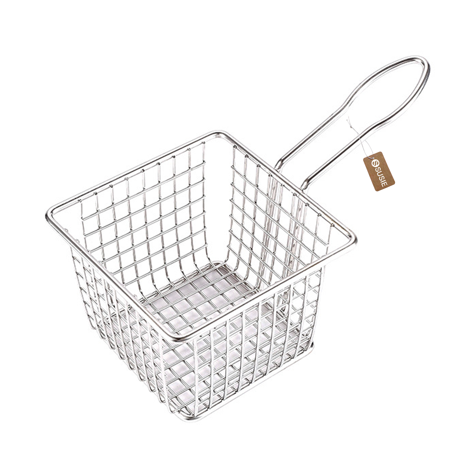 Kitchen Stainless Steel Square Fried Basket w/ Handle
