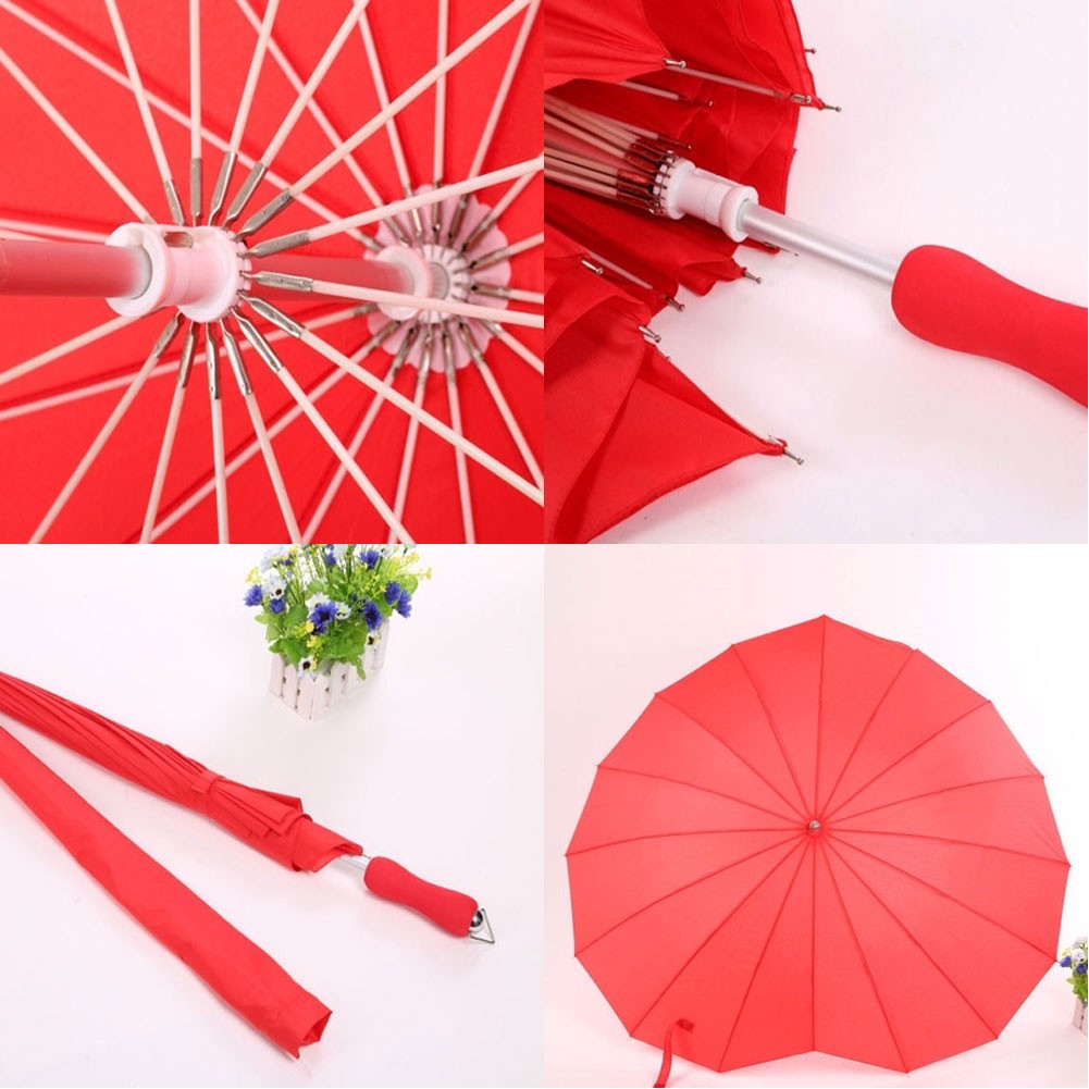 16K Red Heart Shape Rain Umbrella 1