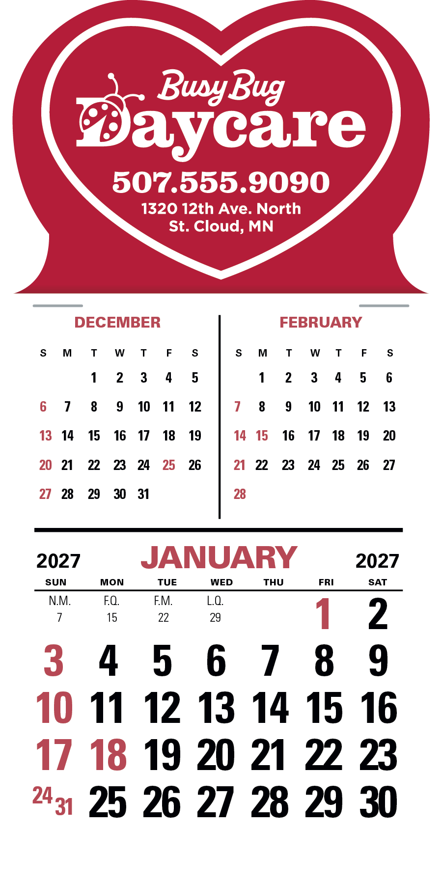 Triumph® Calendars Press-N-Stick 3-Month Vertical Calendar 7