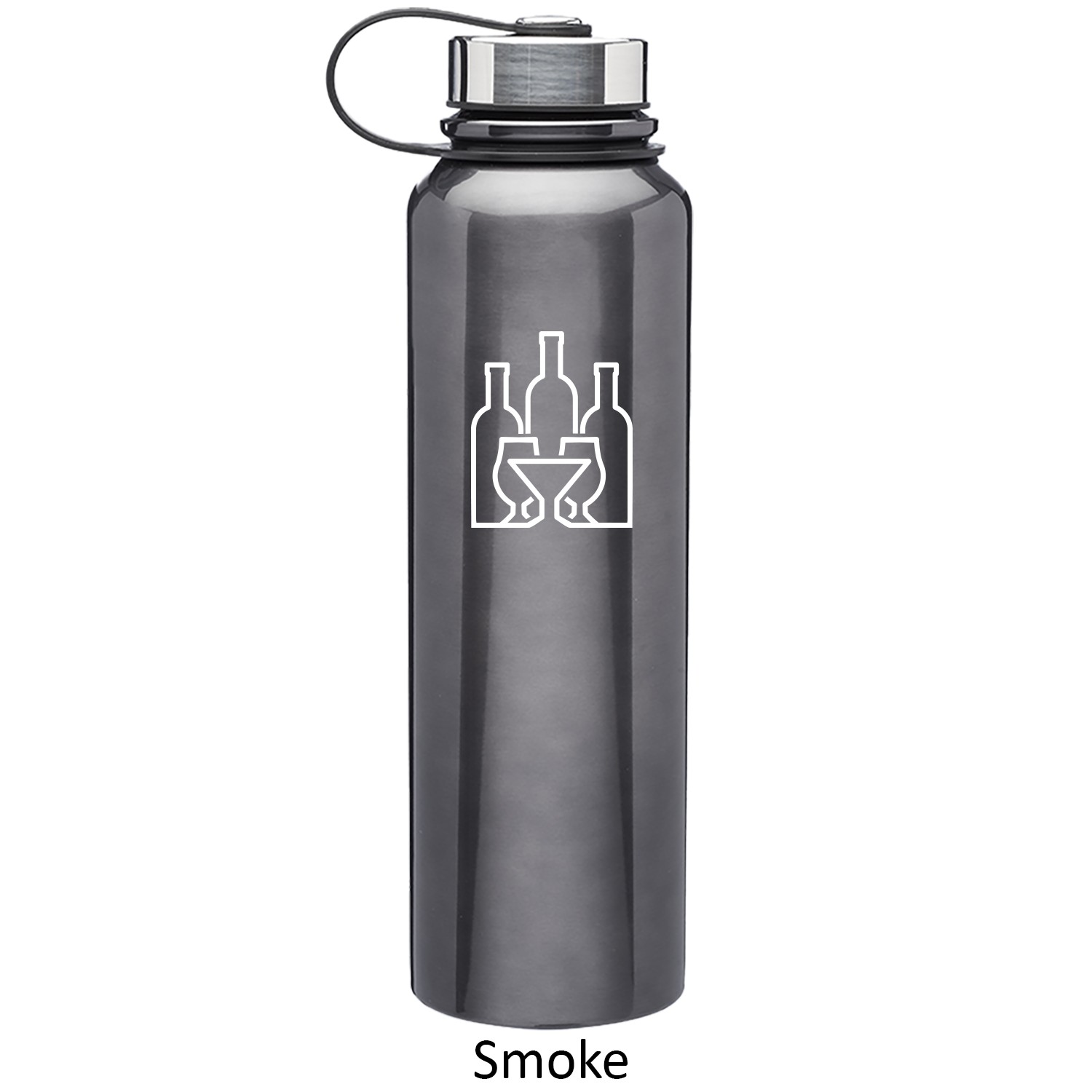 Stainless Steel Water Bottle - Plastic Strap-attached Cap, 51 oz. 3