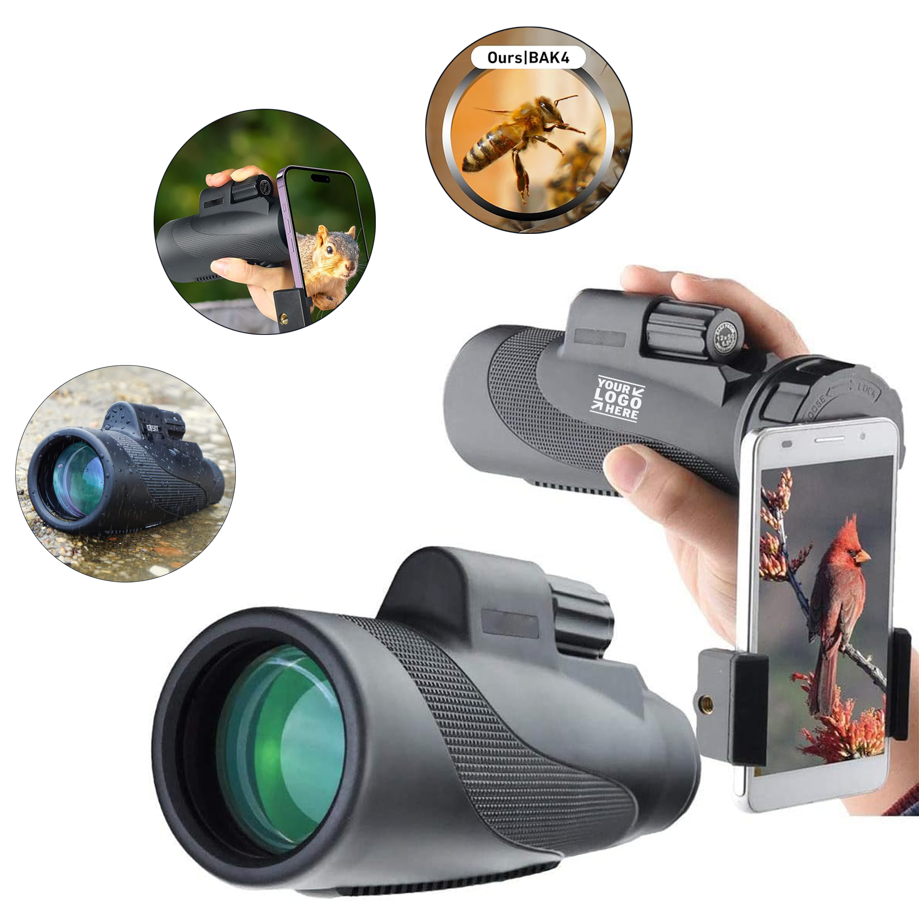 Waterproof 12X50 Monocular Telescope With Smartphone Holder 2