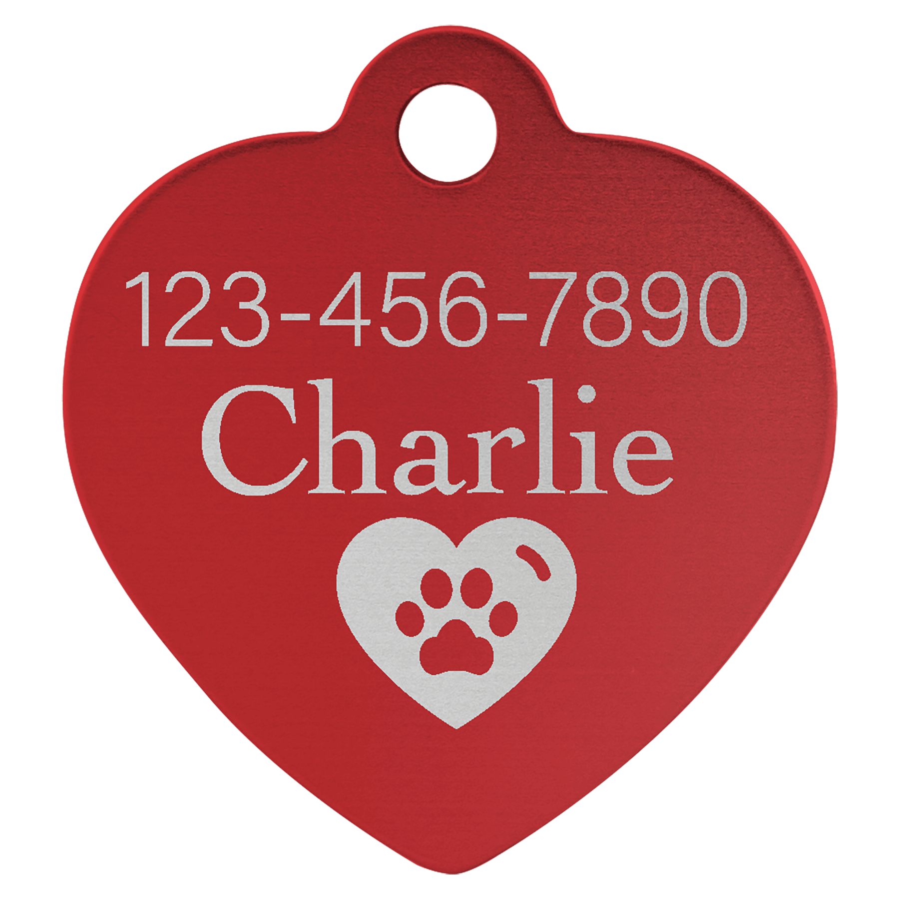 1 1/4" x 1 1/4" Red Anodized Aluminum Heart Pet Tag 1