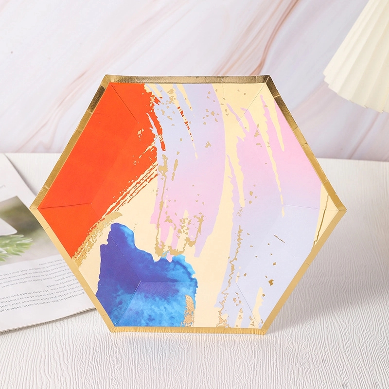 Disposable Party Picnic Salad Dessert Hexagon Paper Plate 5