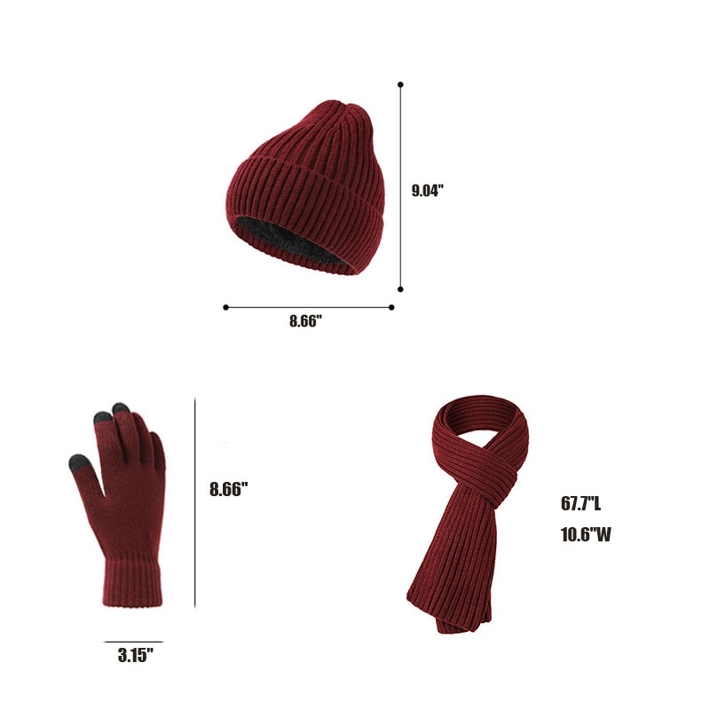 Custom Winter Knit Hat Beanie Long Scarf Gloves Set 4