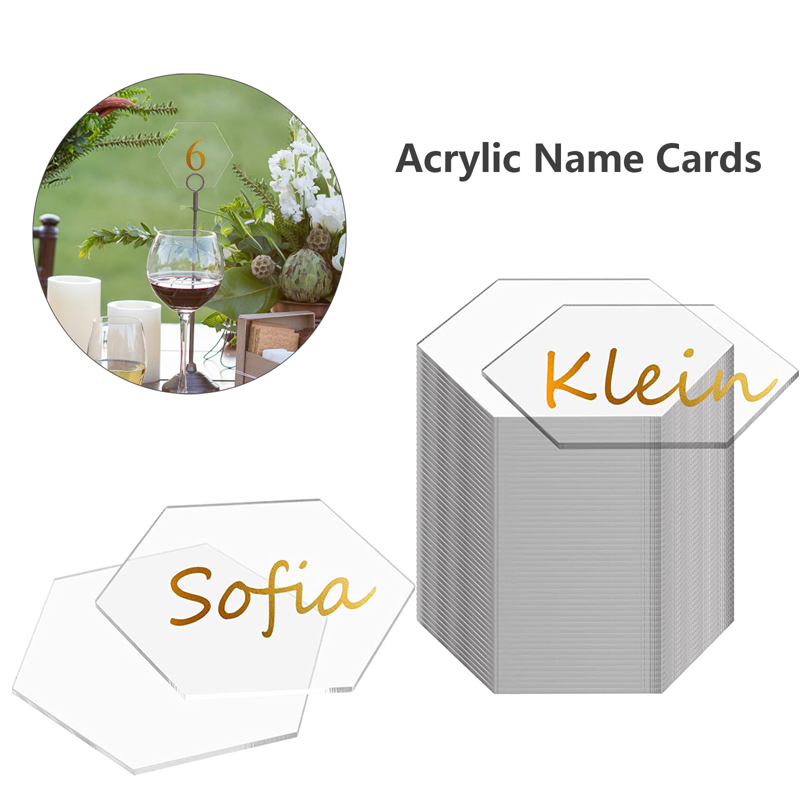Blank Acrylic Name Cards Hexagon Place Escort Plates 2