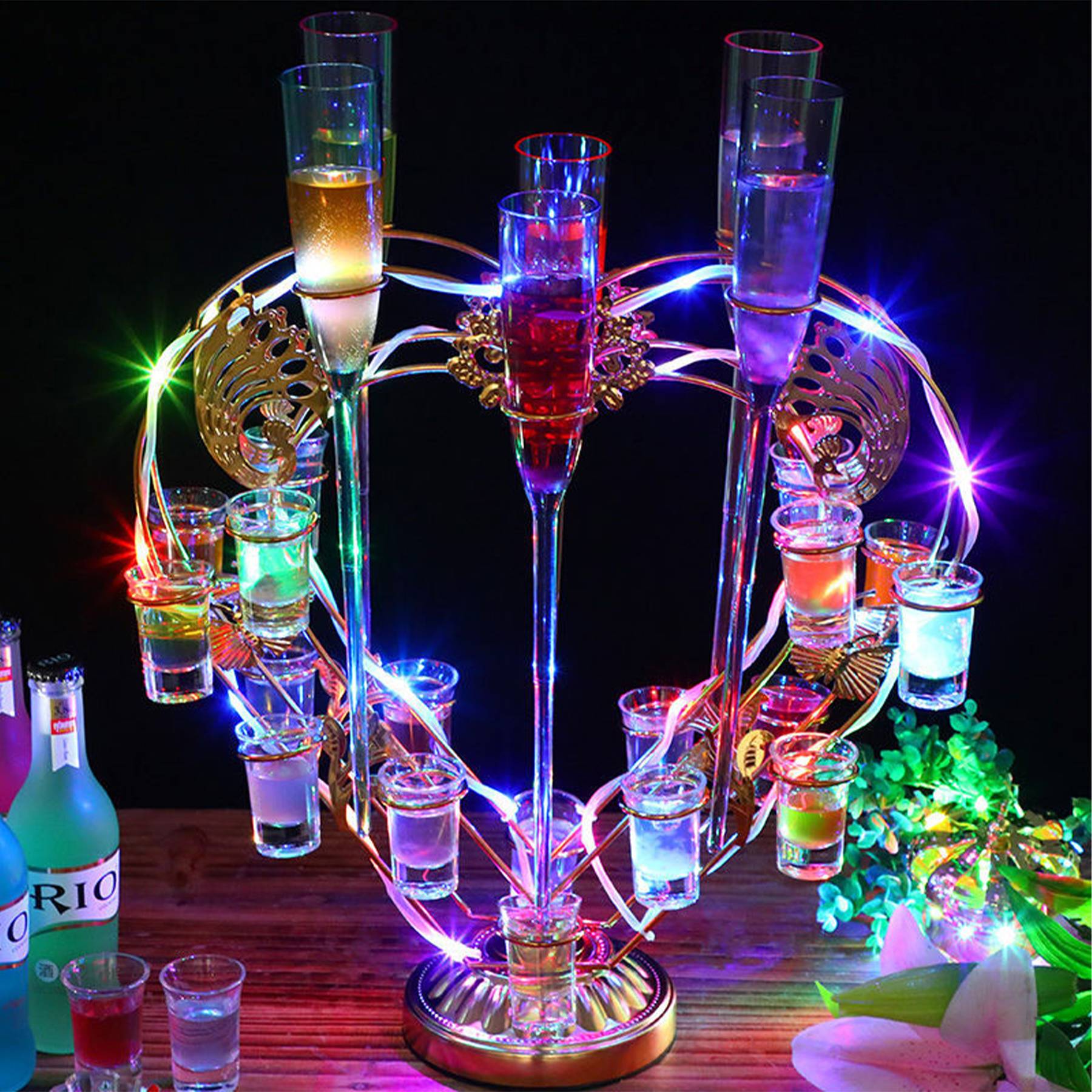 Heart Shaped Rechargeable Cocktail Shelve With Led Light 4