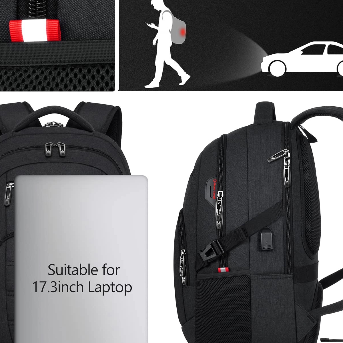 Travel Waterproof Laptop Backpack with USB Charging Port 7