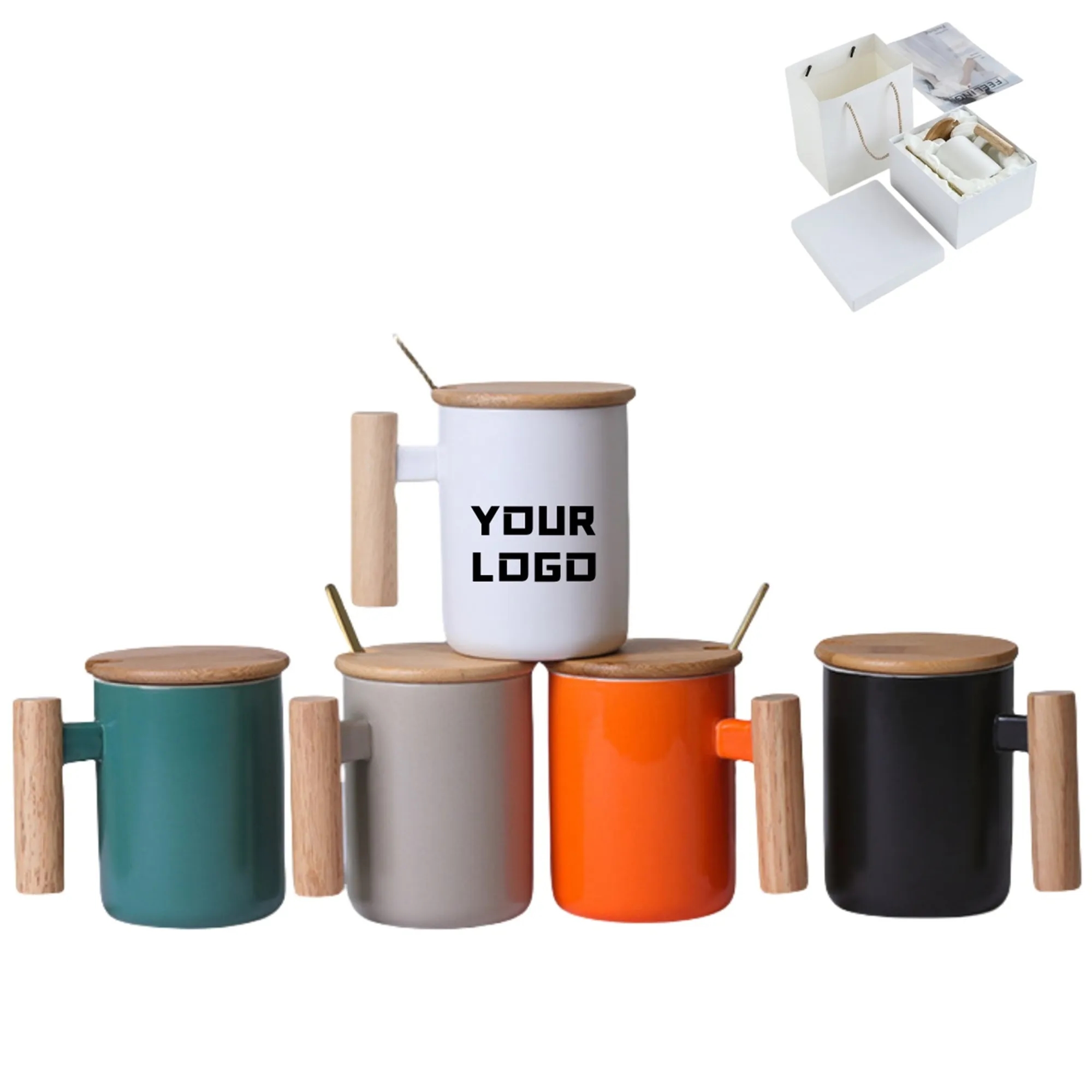 Ceramic Coffee Mug with Lid and Scoop 2