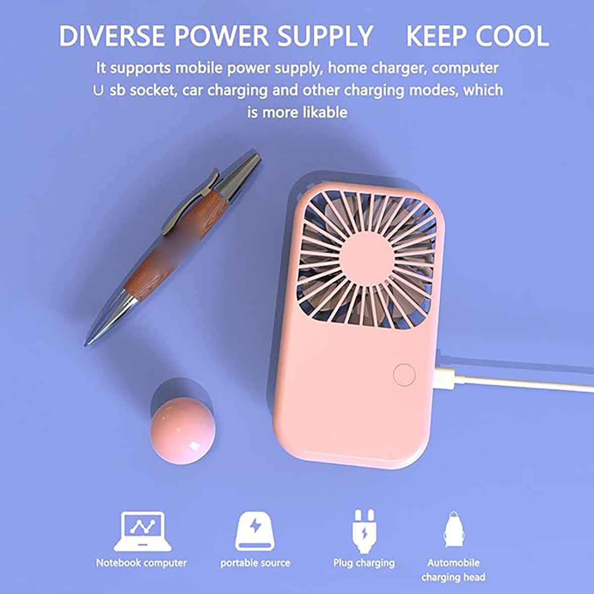 Portable Desk Fan With Phone Stand USB Charging 6
