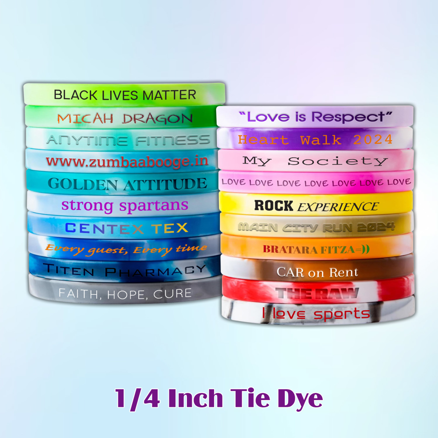 Tie Dye Silicone Wristband - 1/4" band 3