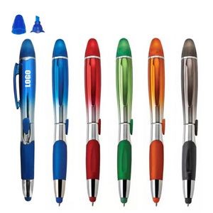 Gradual Color Barrel Pen With Highlighter And Stylus 15