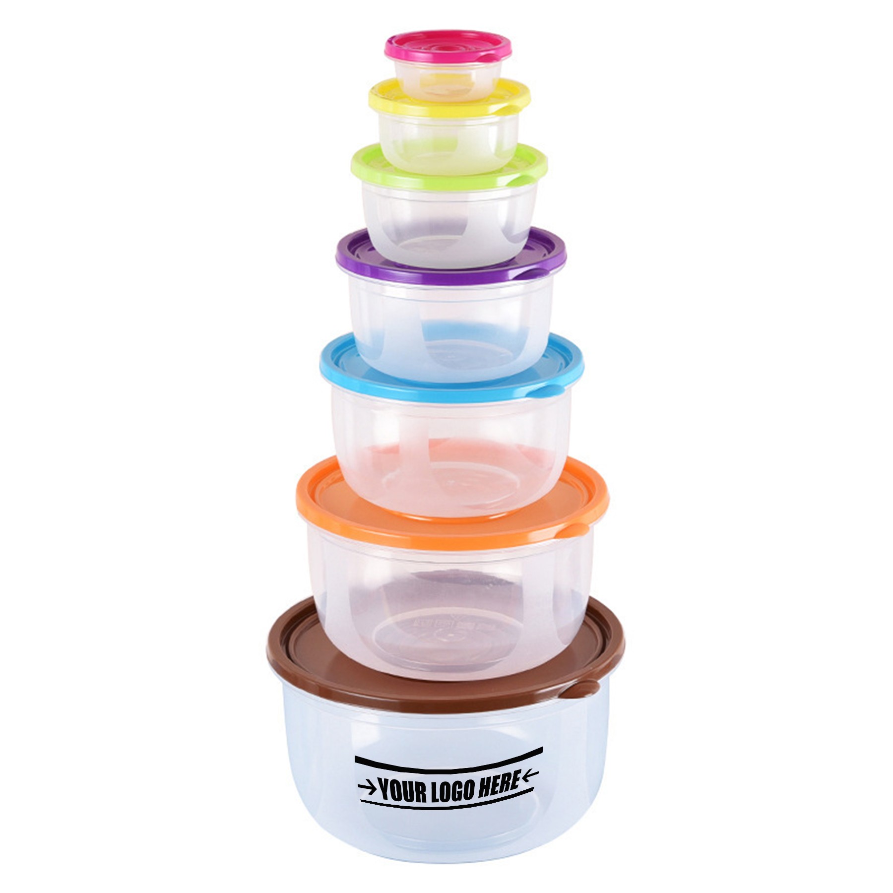 7-Piece Rainbow Circular Lunch Boxes Food Storage Containers