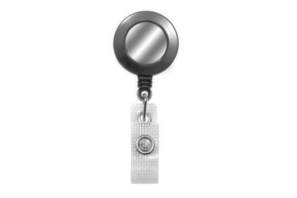 Round Solid Opaque Clip On Fast Ship Plastic Badge Reel (Gray) 2