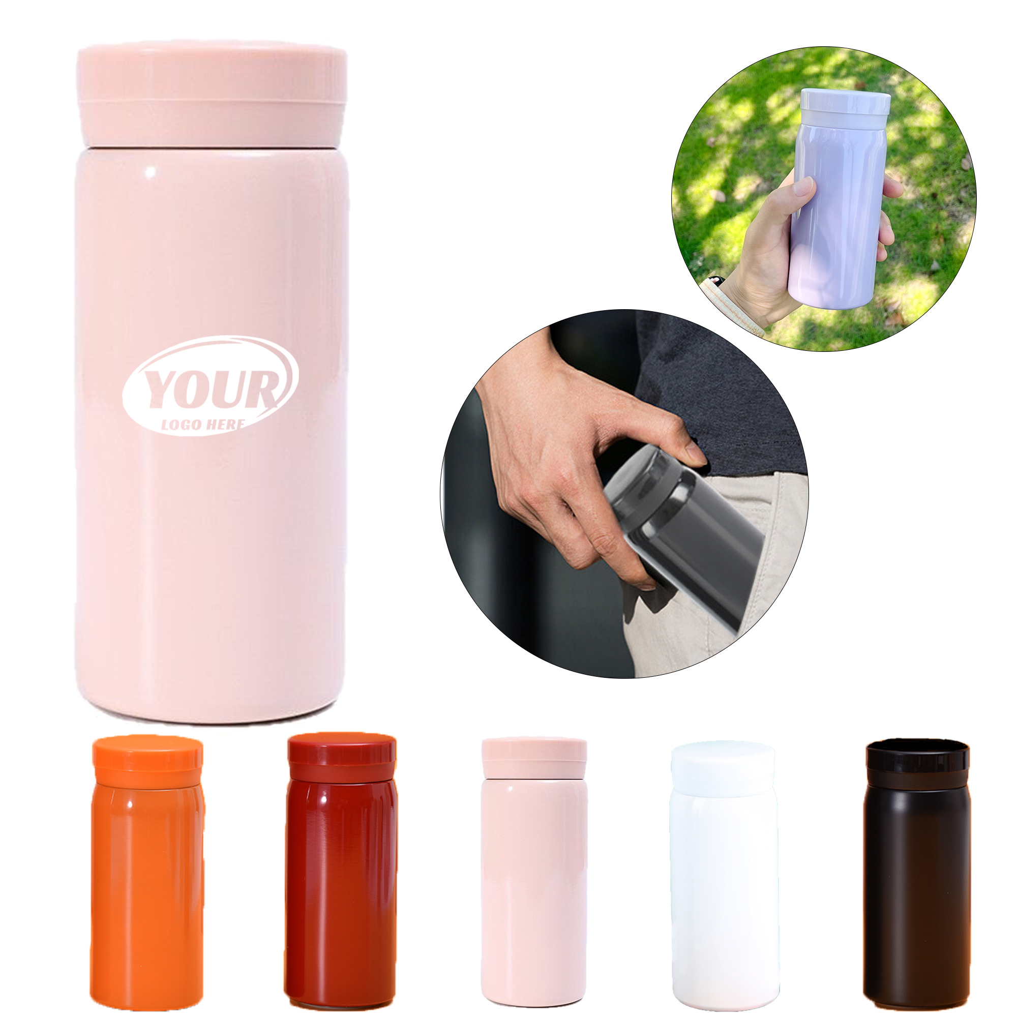 Portable Mini Pocket Stainless Steel Bottle, custom water bottle with logo imprint 4