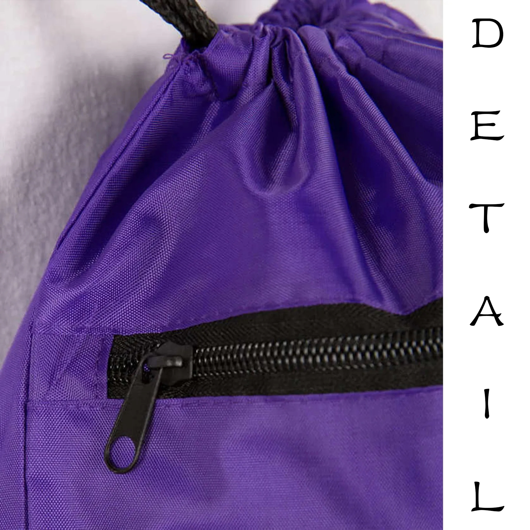 Polyester Black Zipper Pocket 14"X17" Drawstring Bag 2