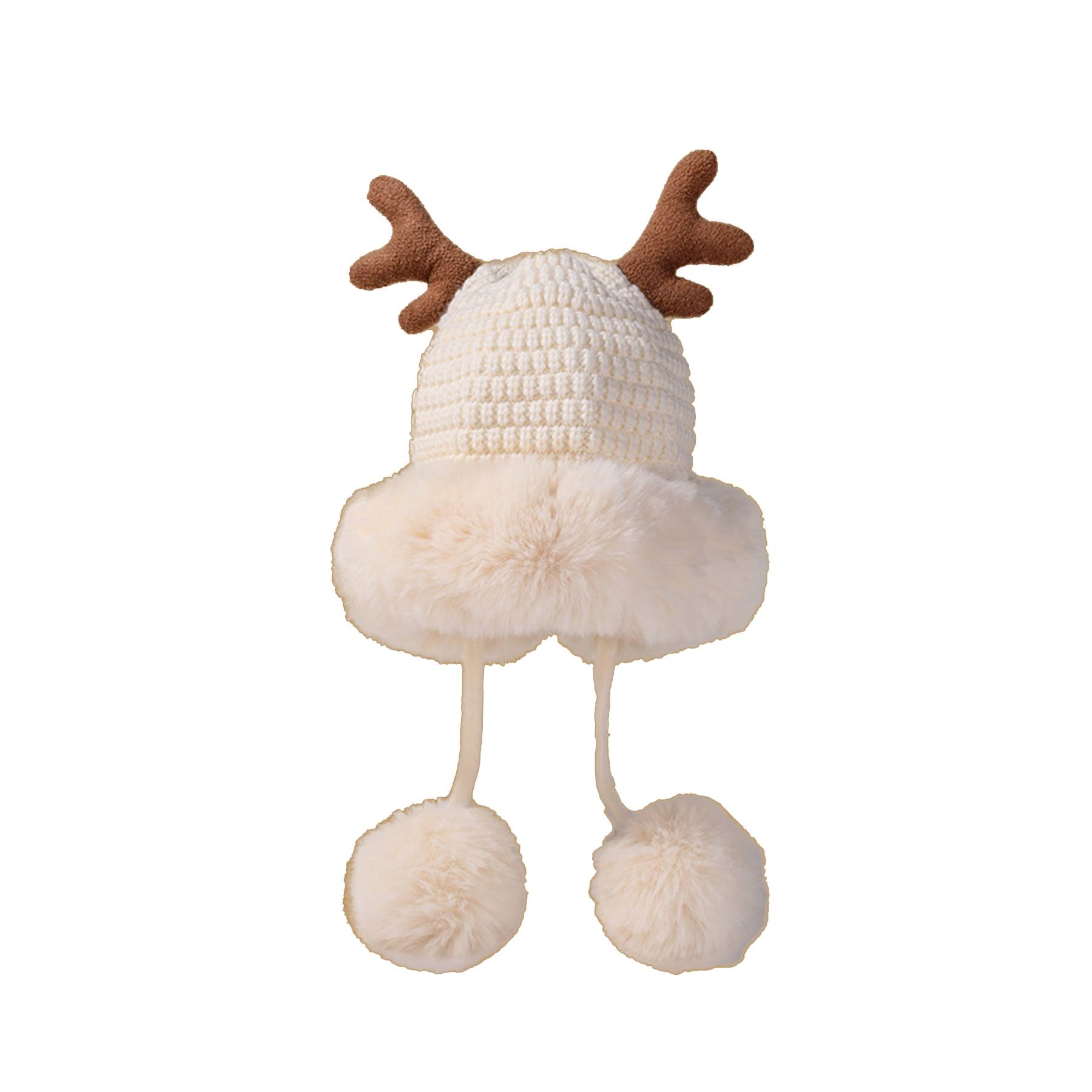 Women winter cover ear antler knit hat 3