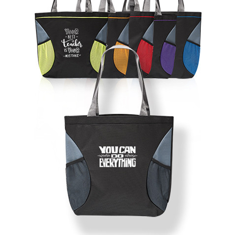 Shoulder Tote Bag with Mesh Pocket, custom tote bag with logo imprint 6