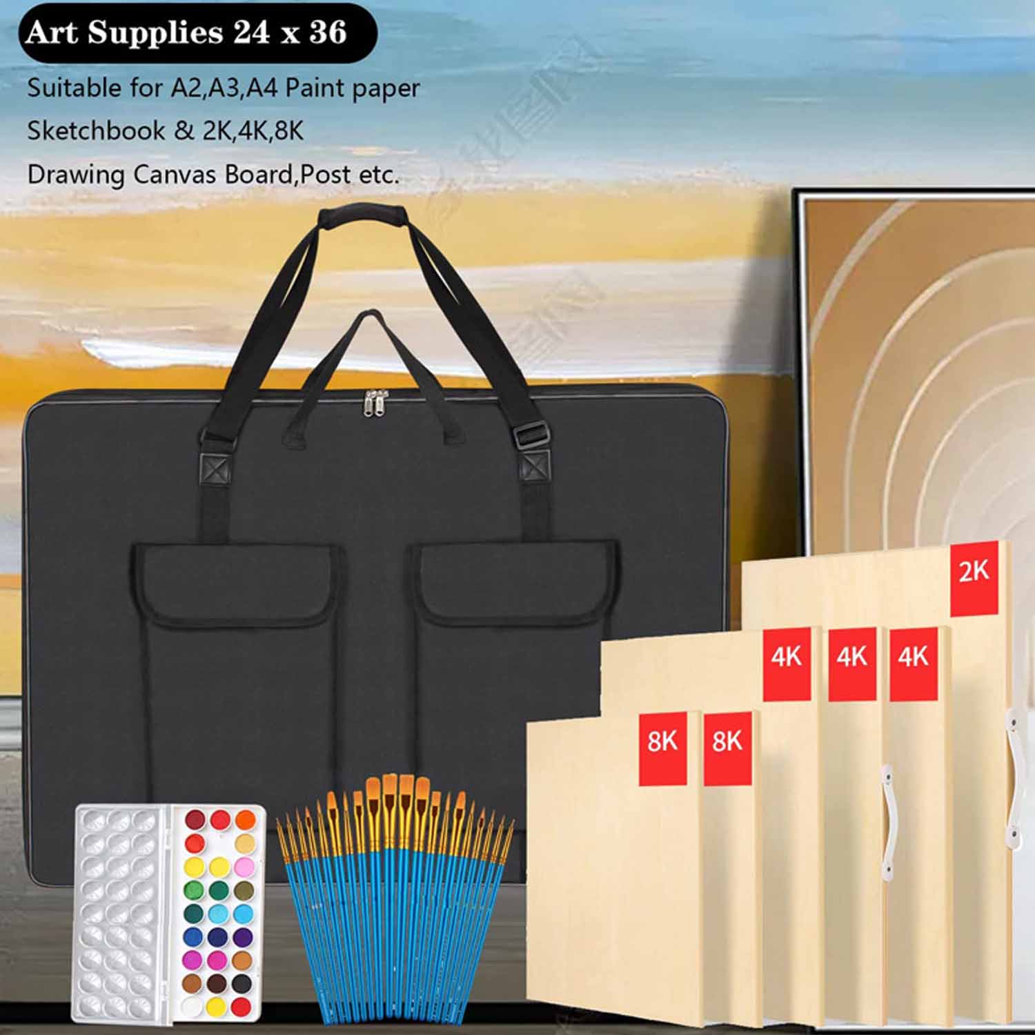 Portable shoulder painting sketch kit drawing board bag 4