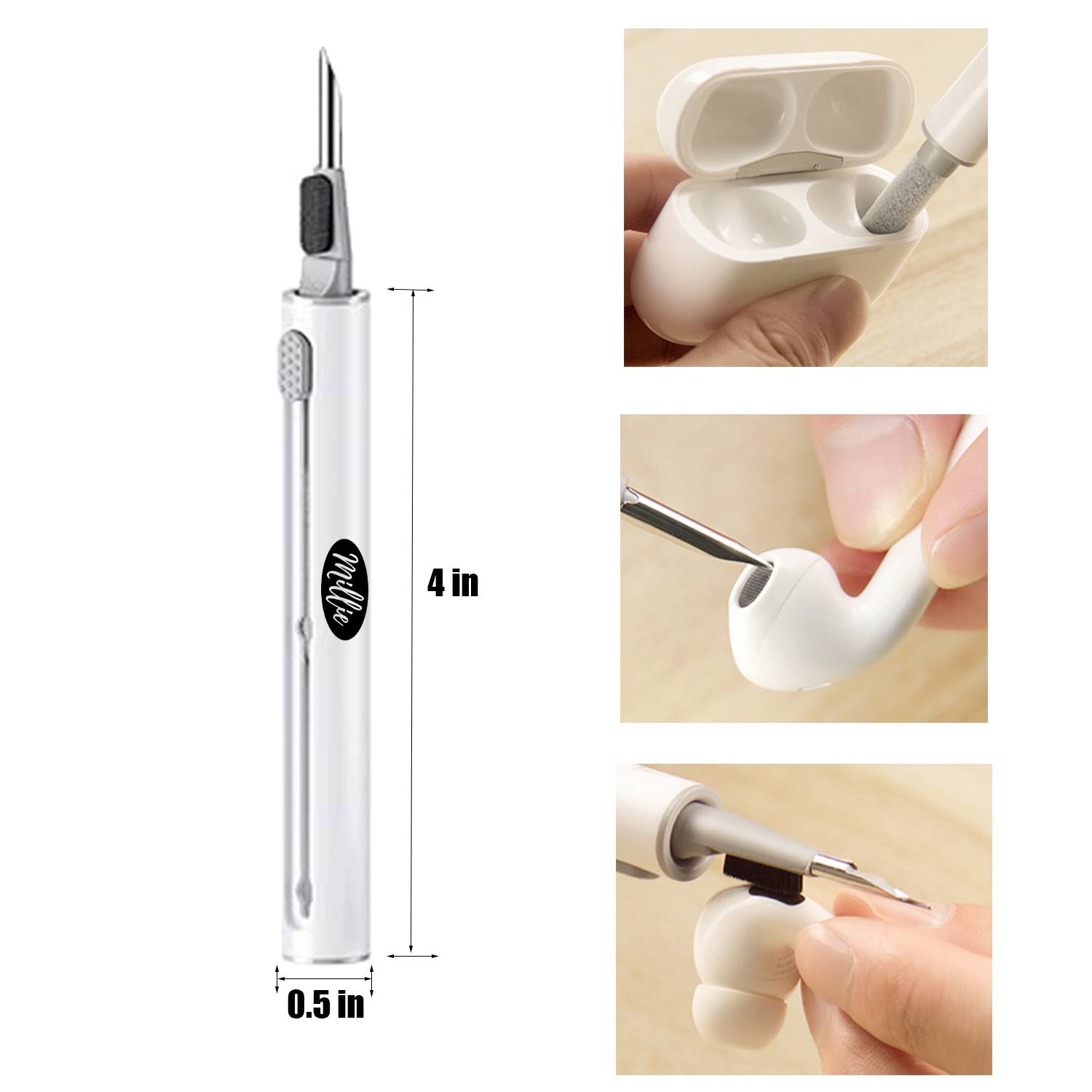 3-in-1 Earphone Cleaner Pen with Soft Brush Flocking Sponge 7
