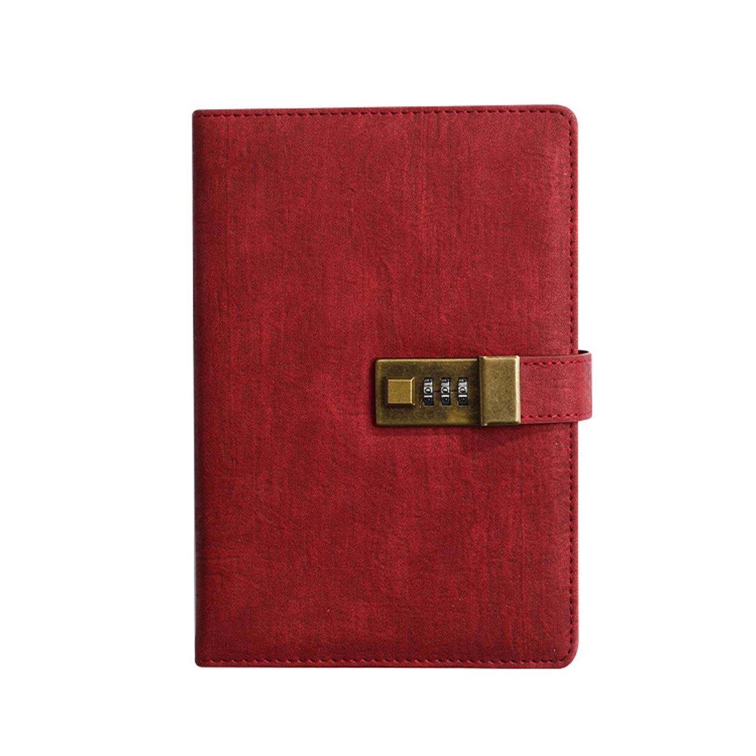 A5 PU Leather Journal Notebook w/ Metal Password Lock 4