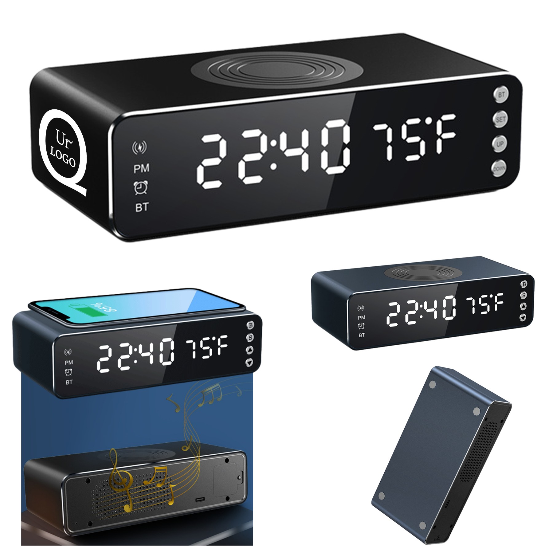 Wireless Charging Bluetooth Speaker Alarm Clock