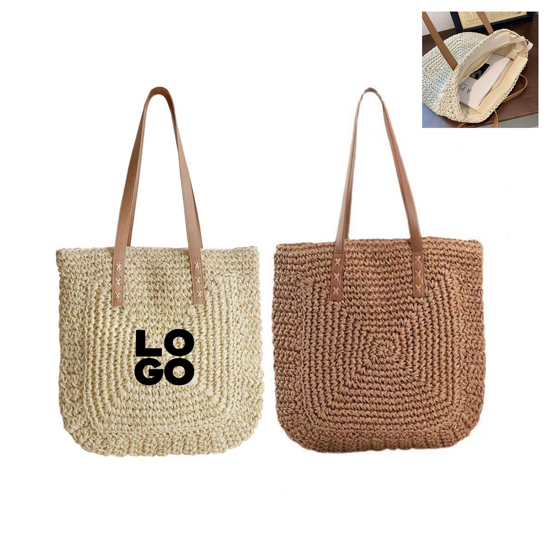 Womens Hand-woven Straw Shoulder Bag 2