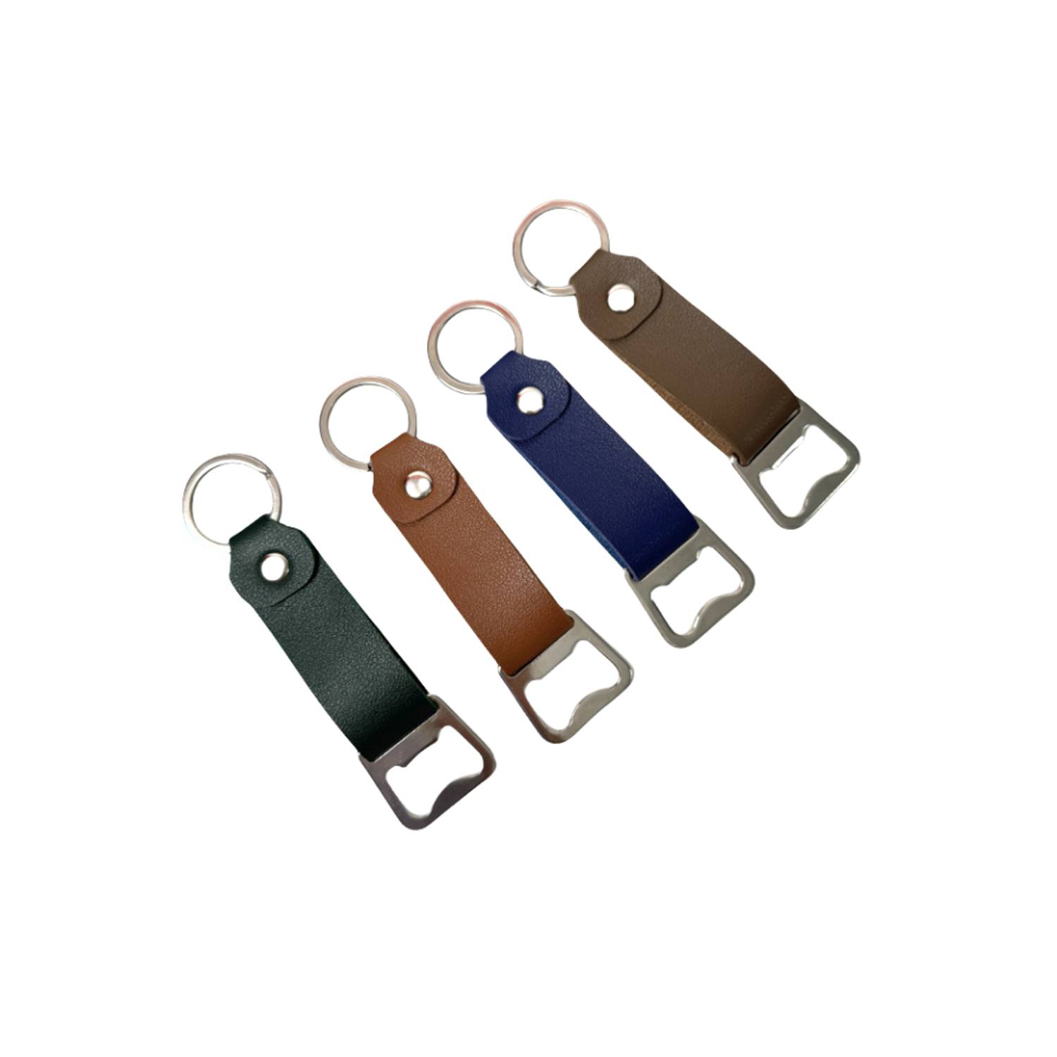Portable Leather Stainless Steel Bottle Opener Keychain 4