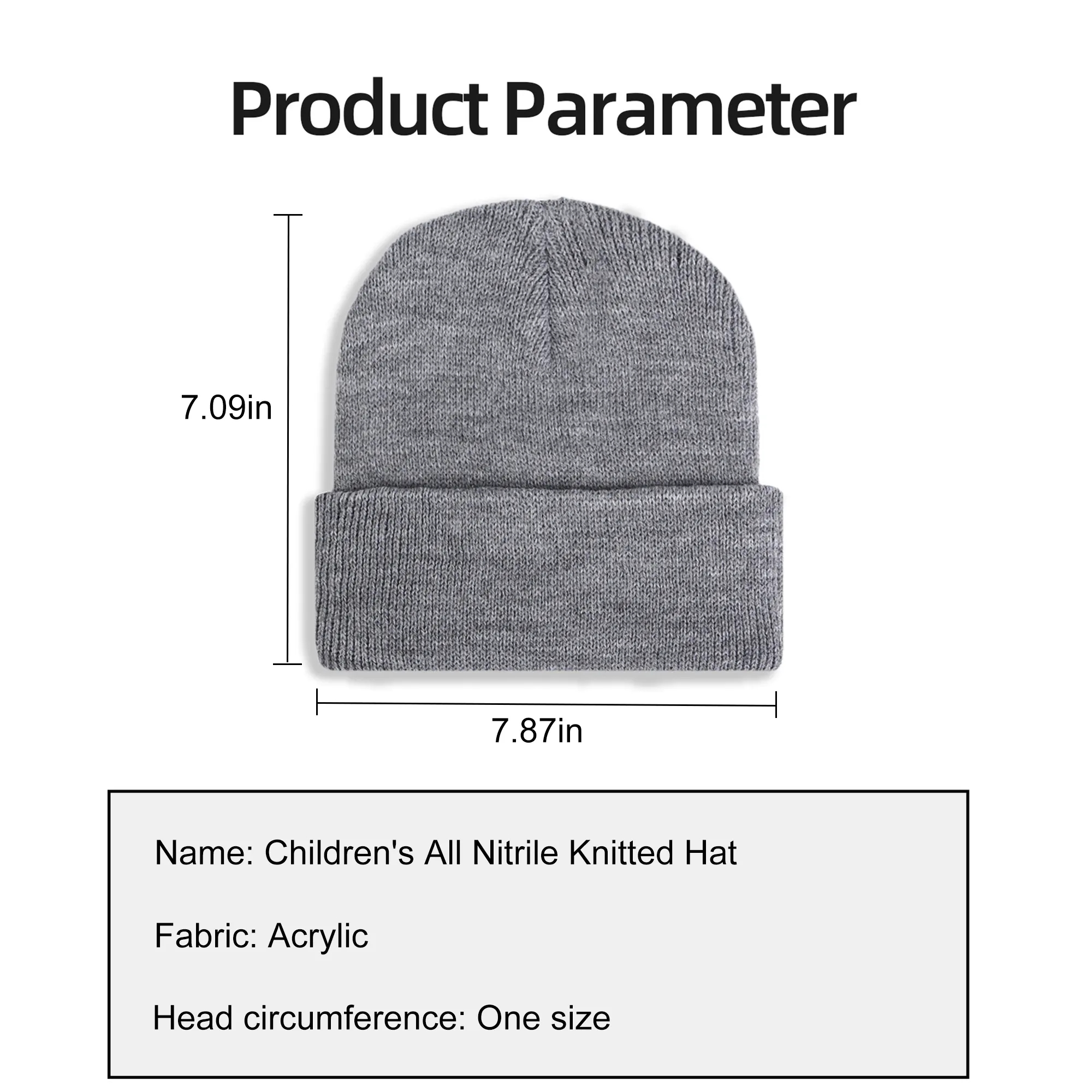 Children's solid color flanged warm knitted hat 3