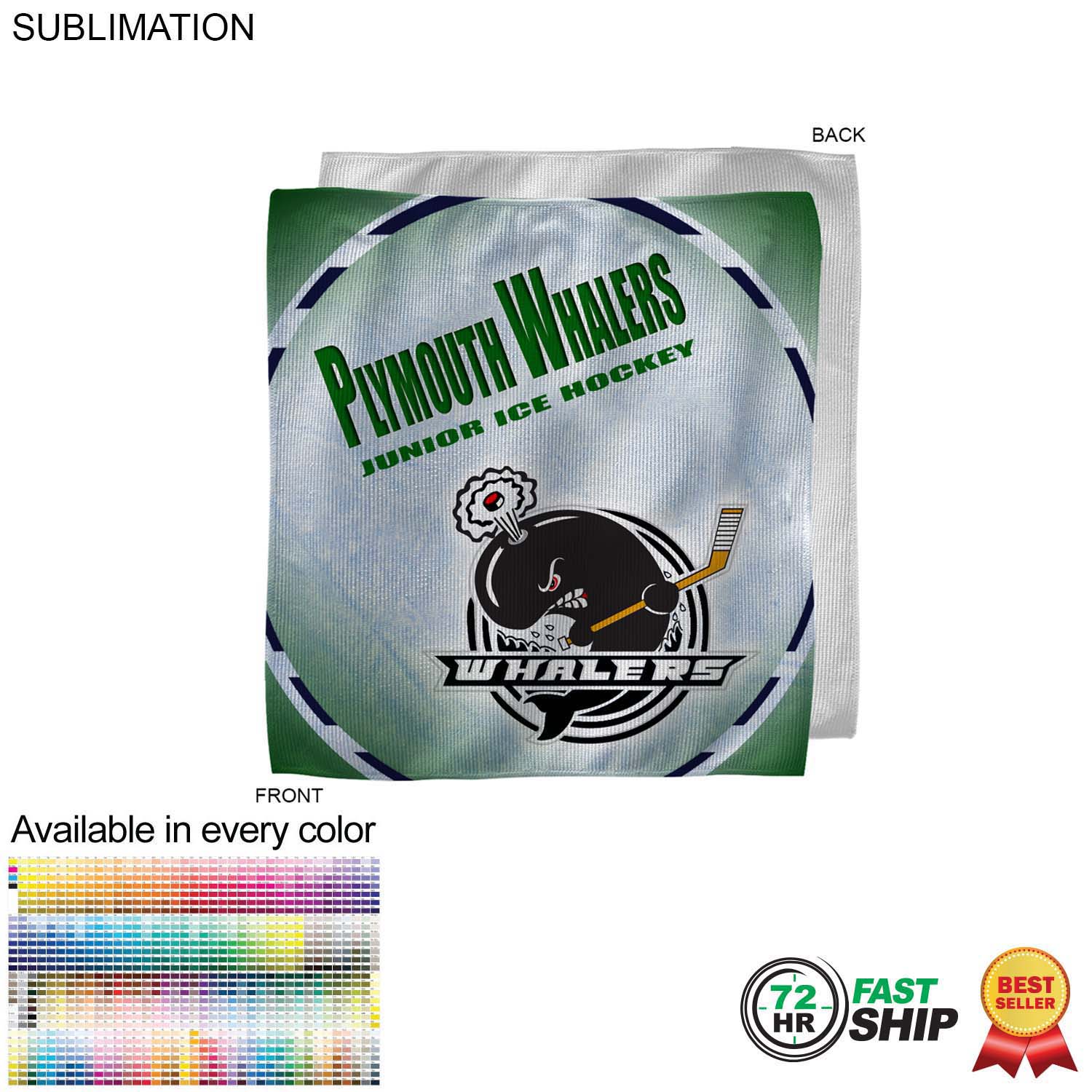 72 Hr Fast Ship - Microfiber Dri-Lite Terry Fan, Cheering, Skate Towel, 12x12, Sublimated 2