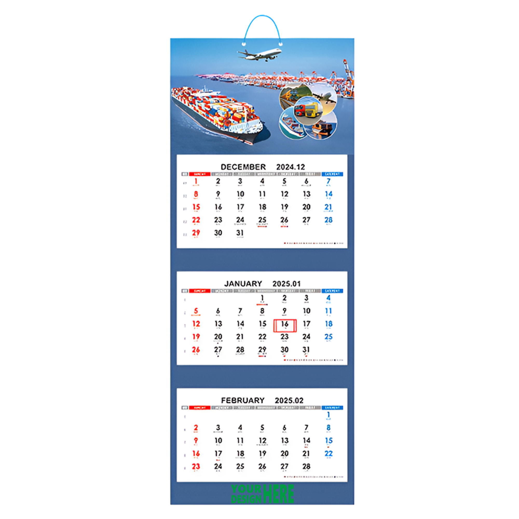 MOQ50 Customizable Wall Calendar for 2025 with Monthly Pages 2