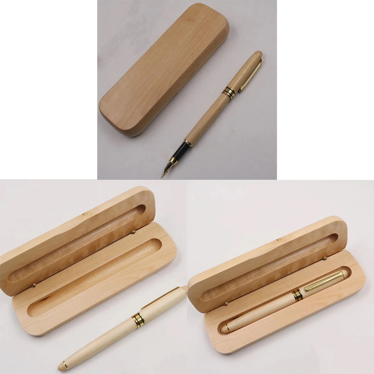 Natural Maple Wood Gel Pen And Case Set 2