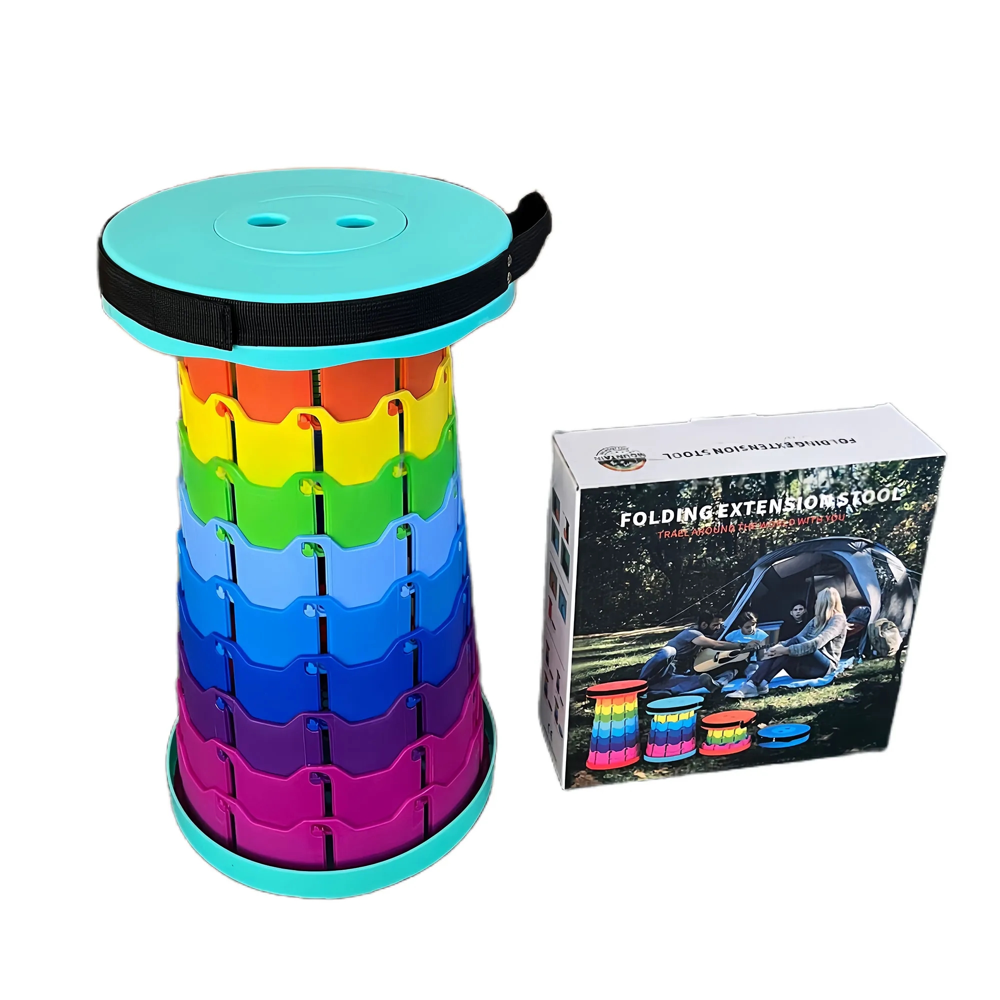 Portable Rainbow Telescopic Folding Stool For Outdoor 2