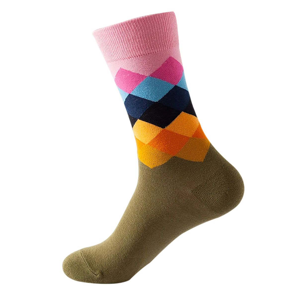 Cotton Crew Socks with Jacquard Pattern 105