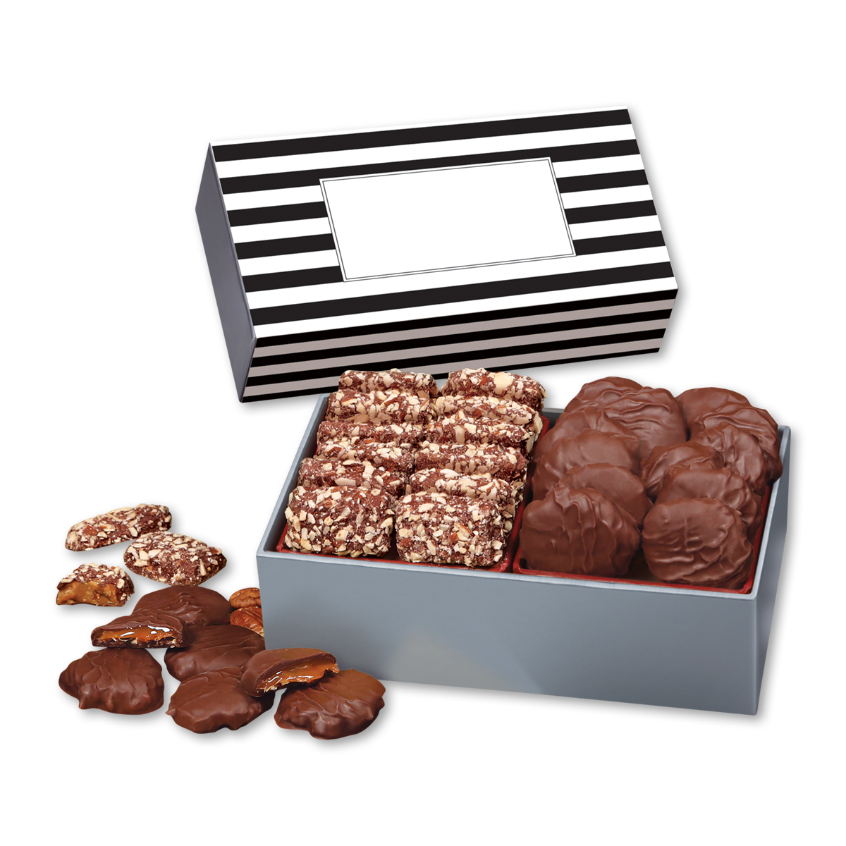 Toffee & Pecan Clusters in Gift Box with Stripes Sleeve 2
