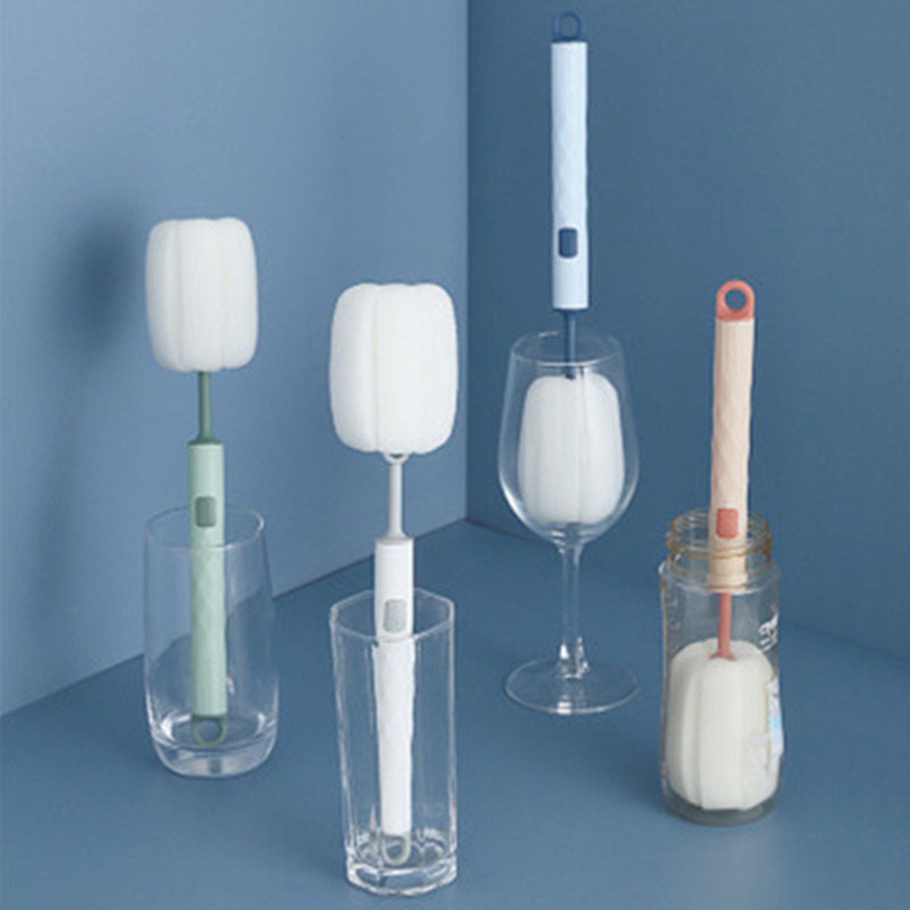 Plastic Long Handle Sponge Detachable Cleaning Brush 3