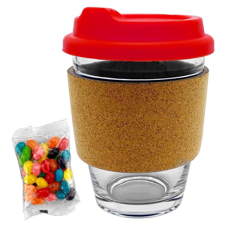 Jelly Bean In Cork Band Glass Coffee Cup 18