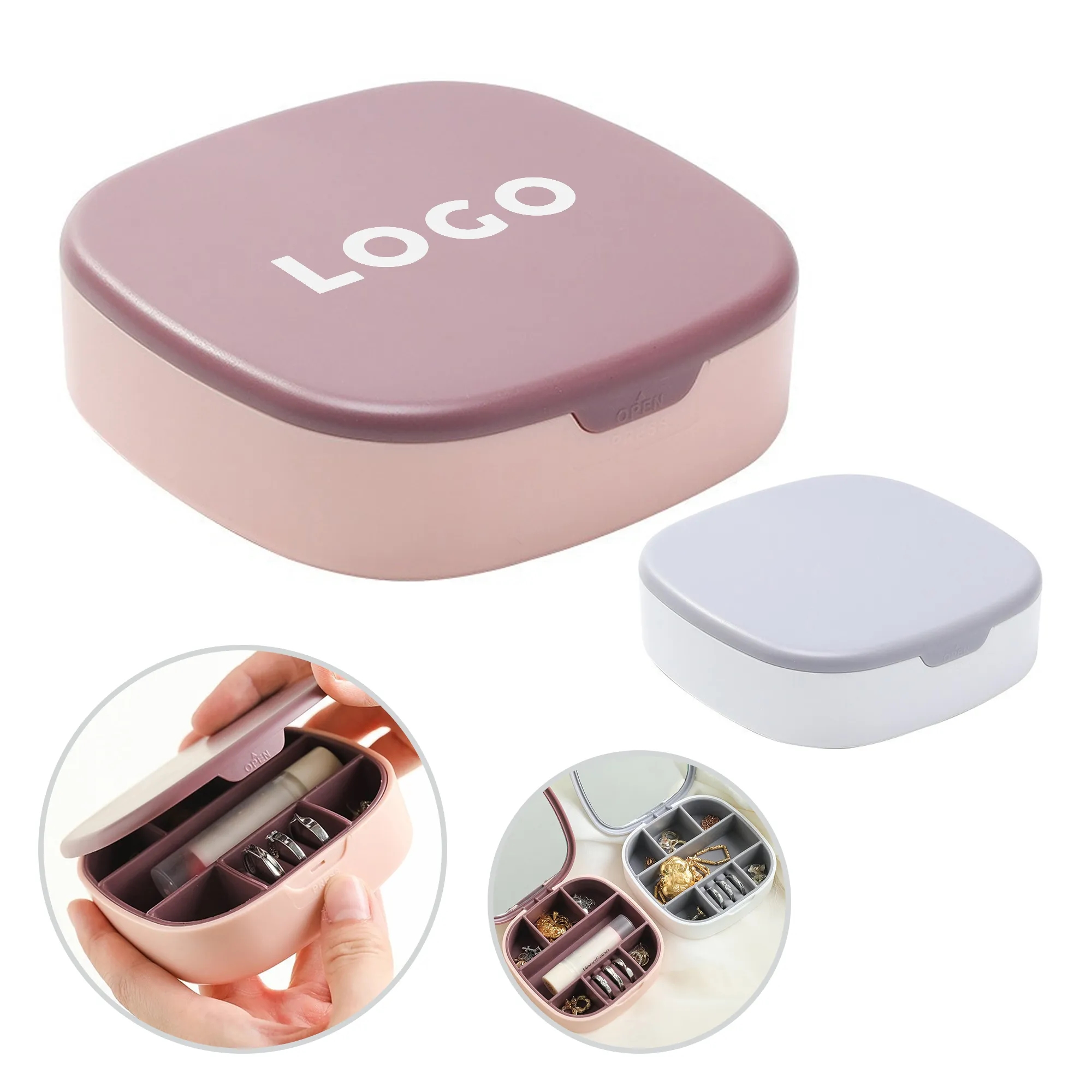 Mini Portable Travel Jewelry Ring Case With Mirror 4