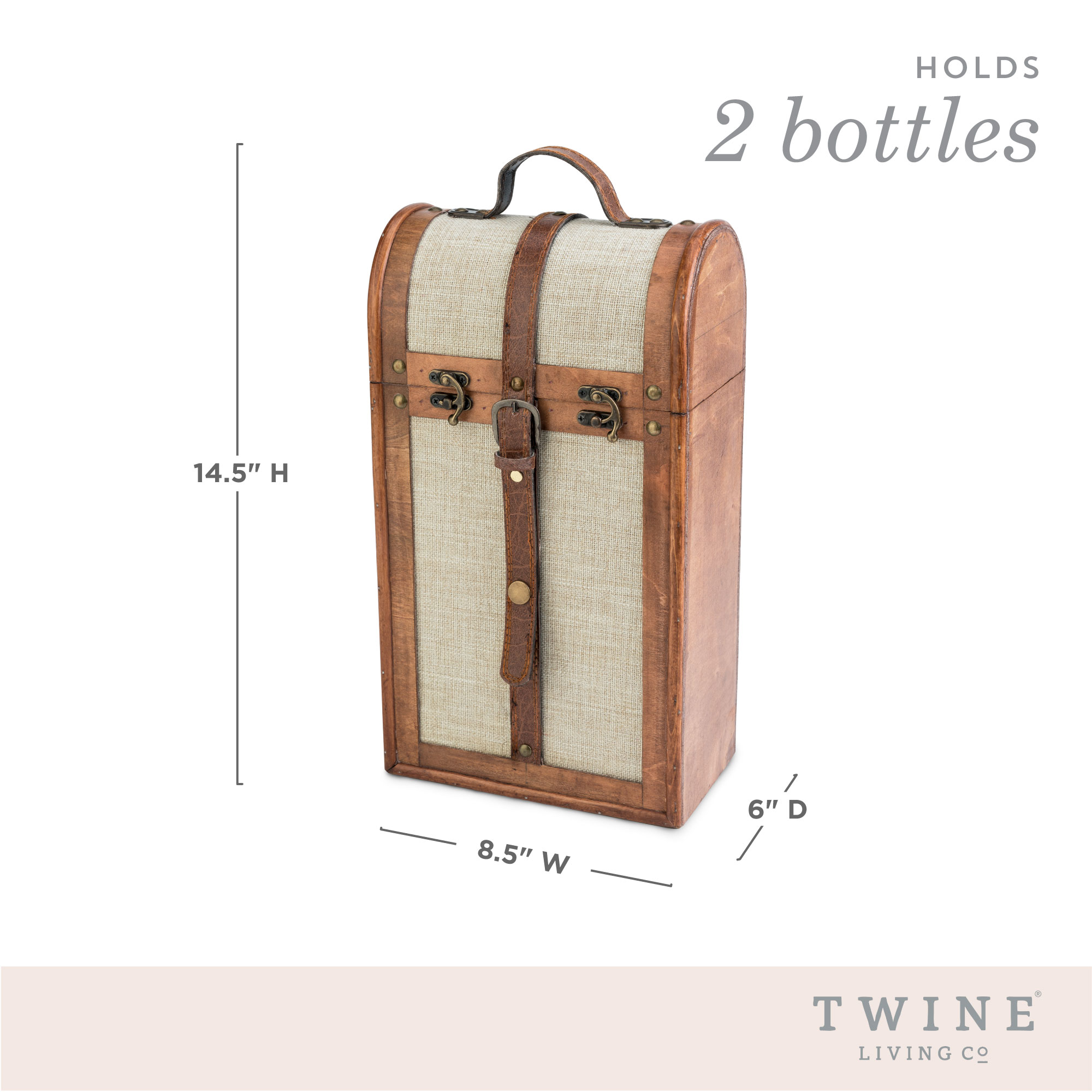 Twine Living® 2-Bottle Vintage Trunk Wine Box 4