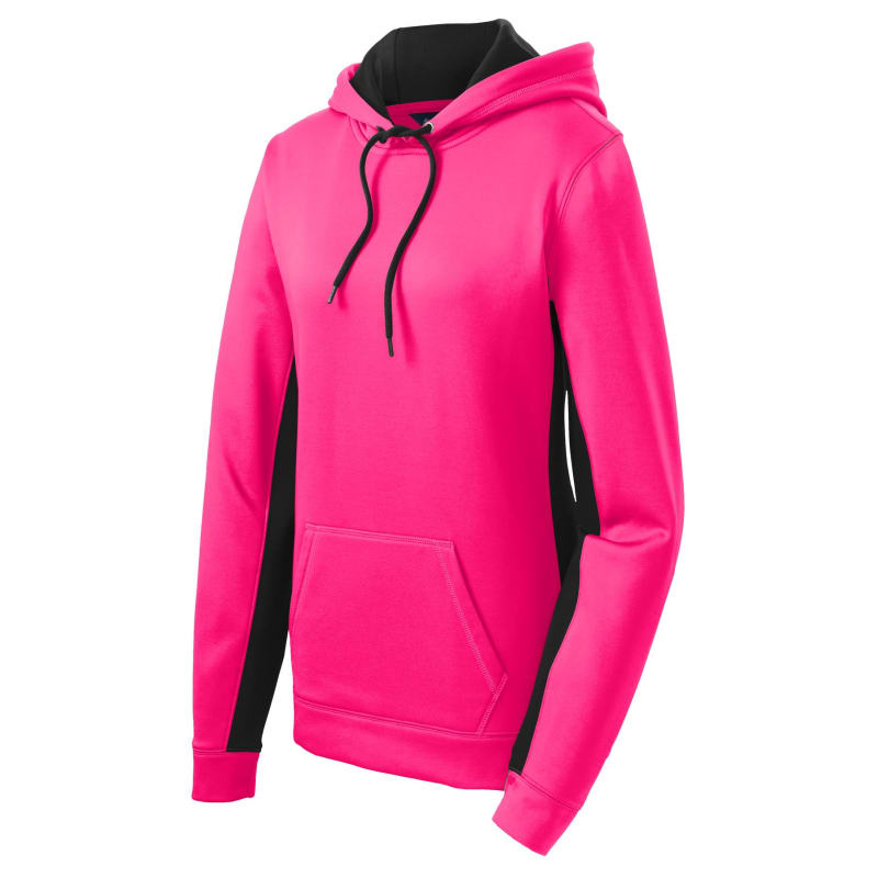 Sport-Tek Women's Sport-Wick Fleece Colorblock Hooded Pullover. 57