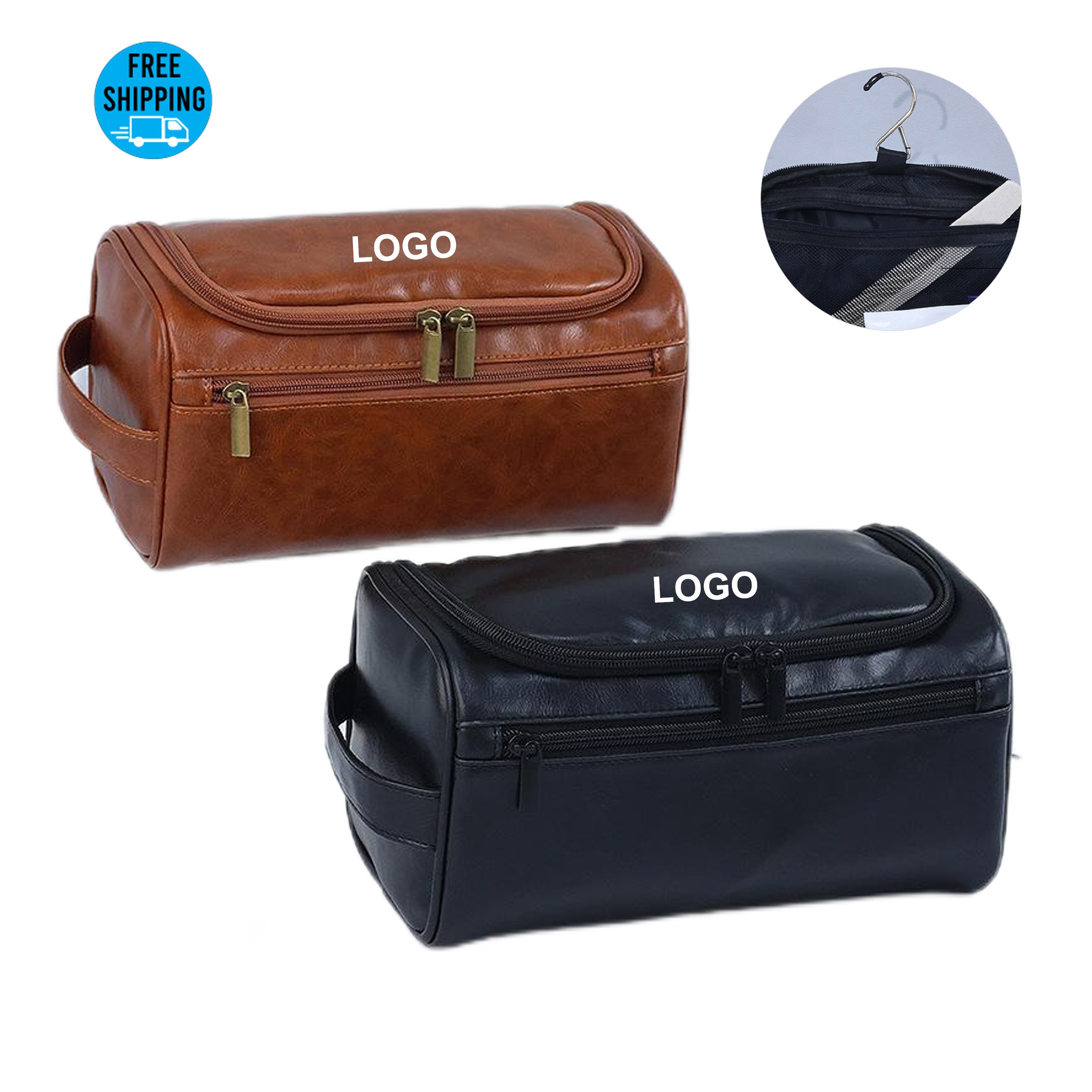Vegan Leather Hanging Toiletry Bag 2