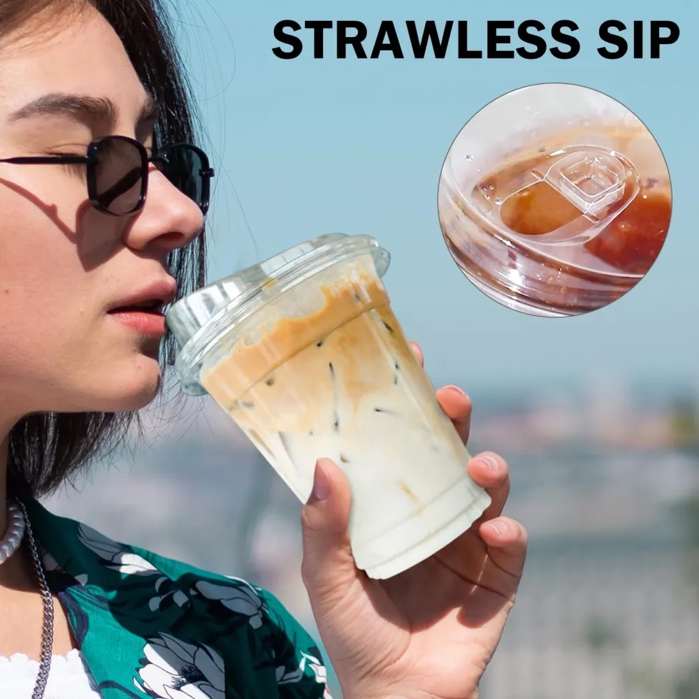 16 oz PET Cup with Strawless Sip Lid 7