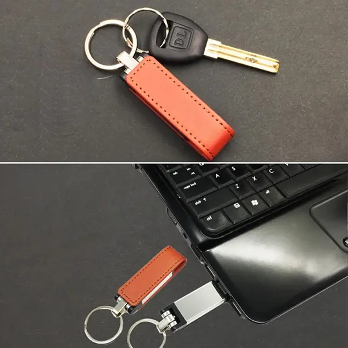 Keychain Metal High Speed Leather Flash Drive 7