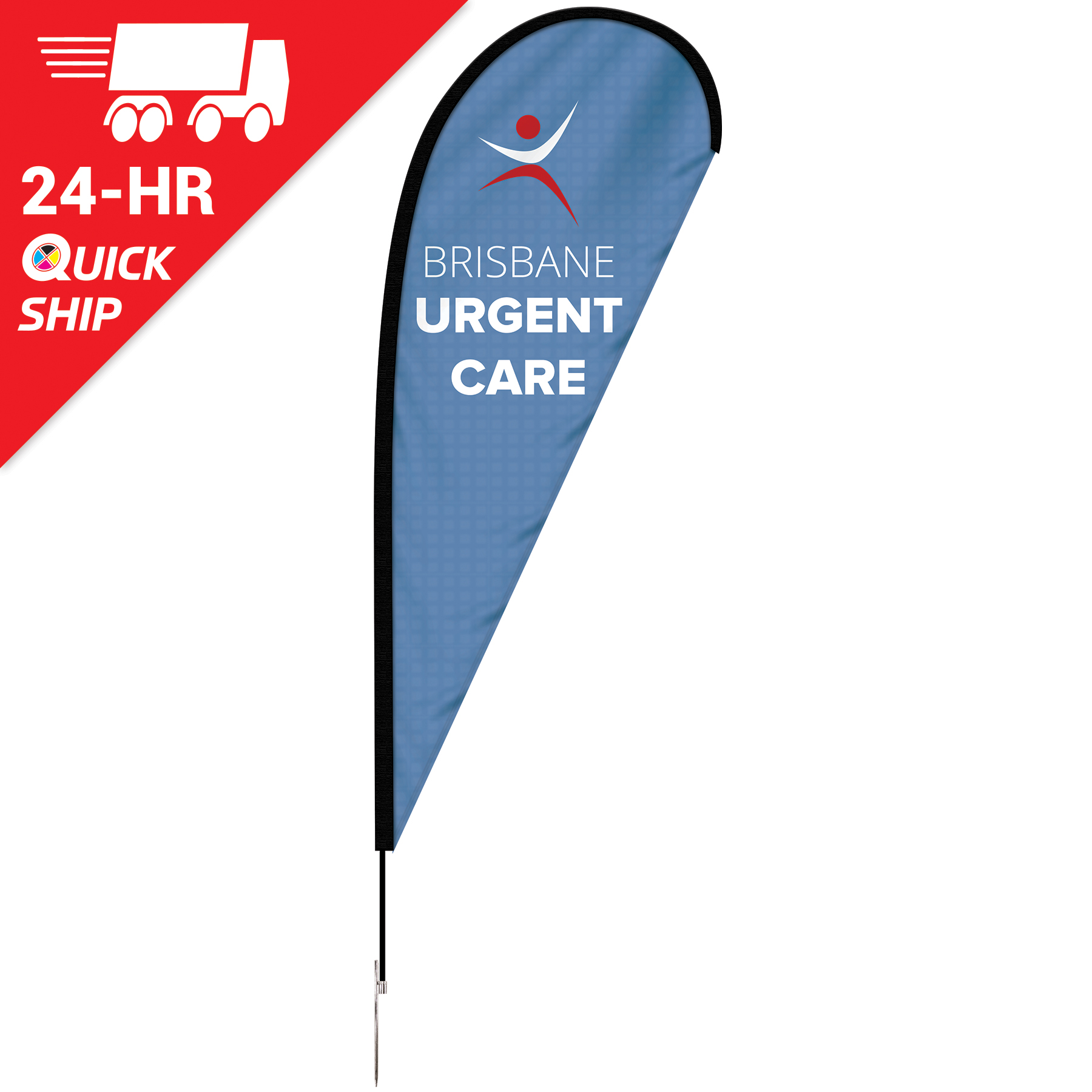 24 - Hour 8' Single Reverse Teardrop Banner with Hardware Set 11
