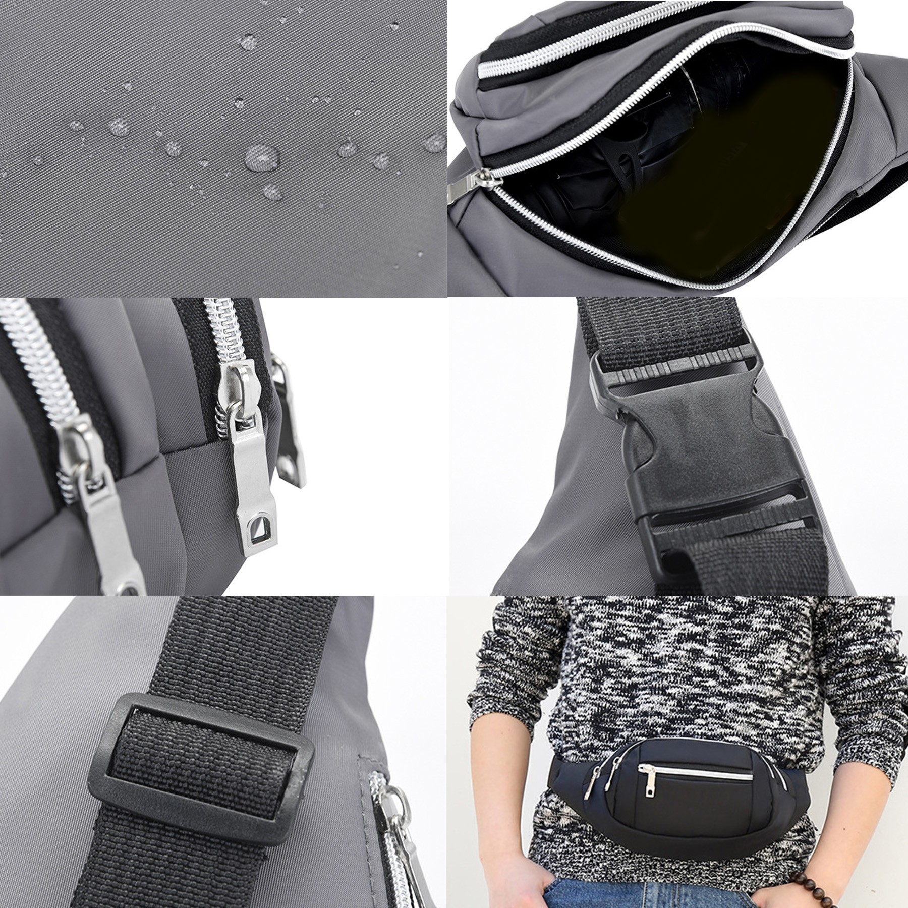 Waterproof Oxford Cloth Waist Pack Multi-functional Simple Waist Bag 2