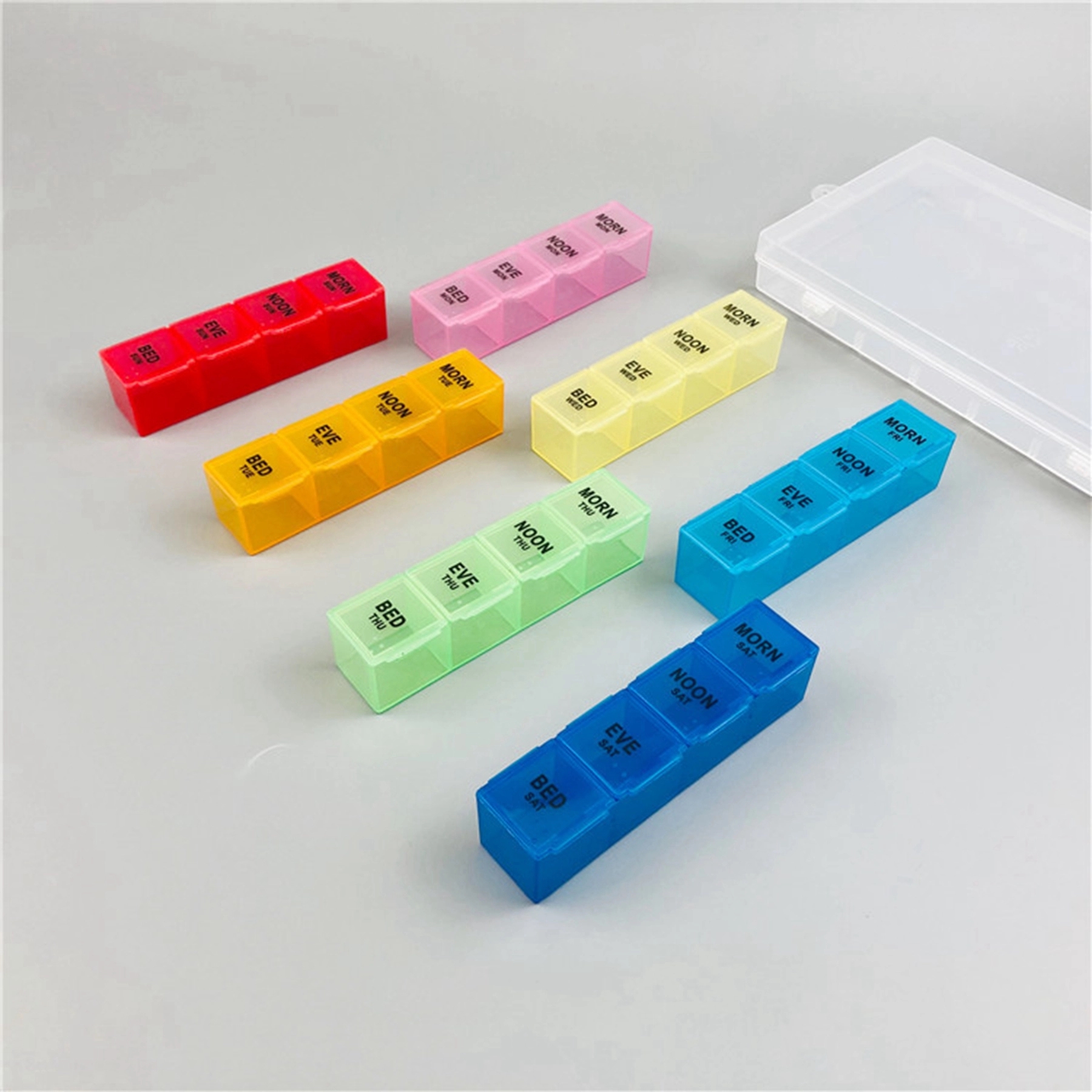 28 Case Rainbow Color Weekly 7 Day Pill Box 5