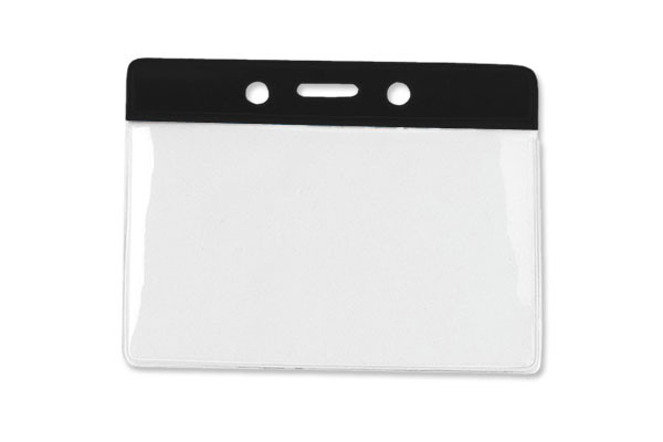 Vinyl Horizontal Top Load Badge Holder (4.10"x 3.5")(Black) 1