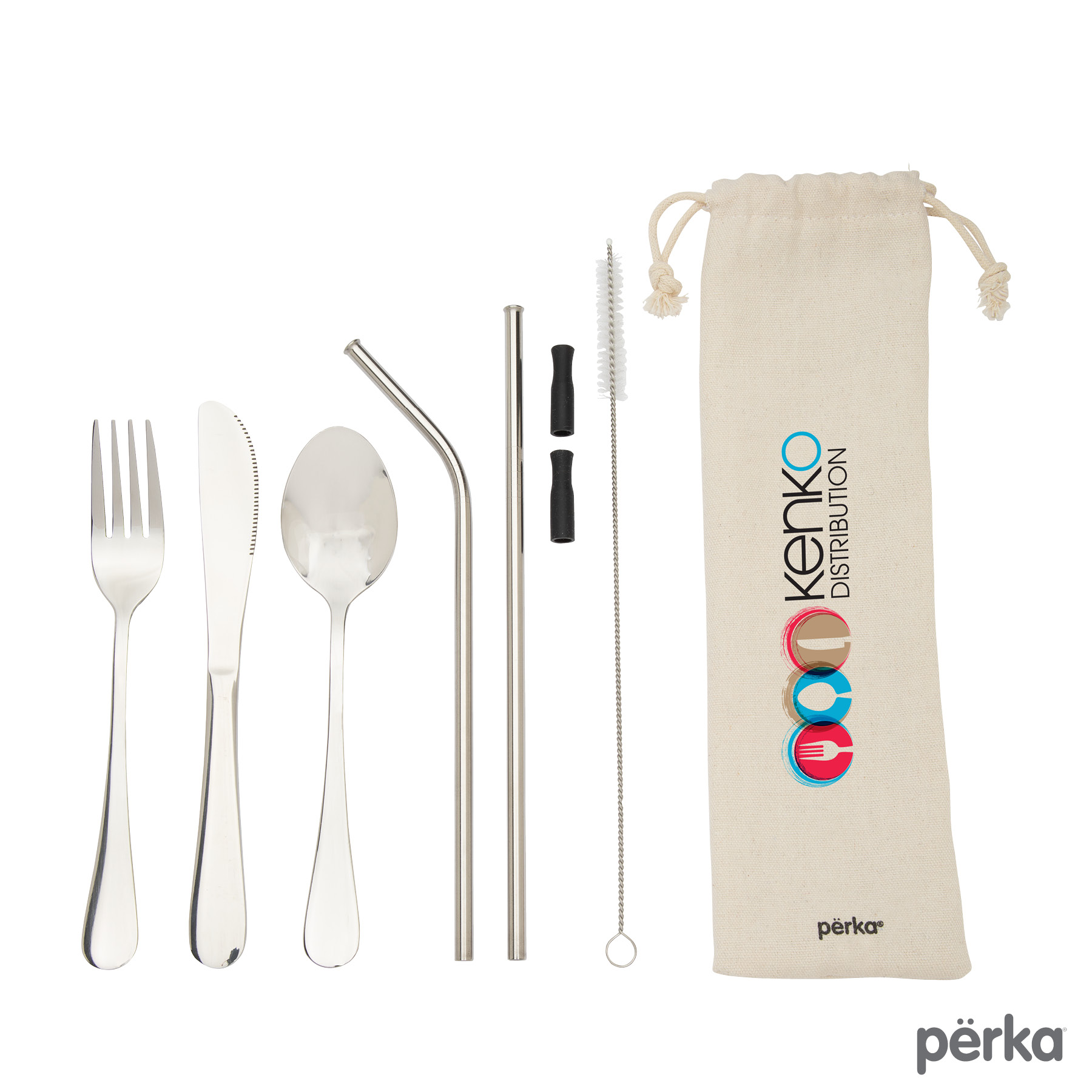 Perka® Castellana 6-Piece Steel Straw & Utensil Set 22