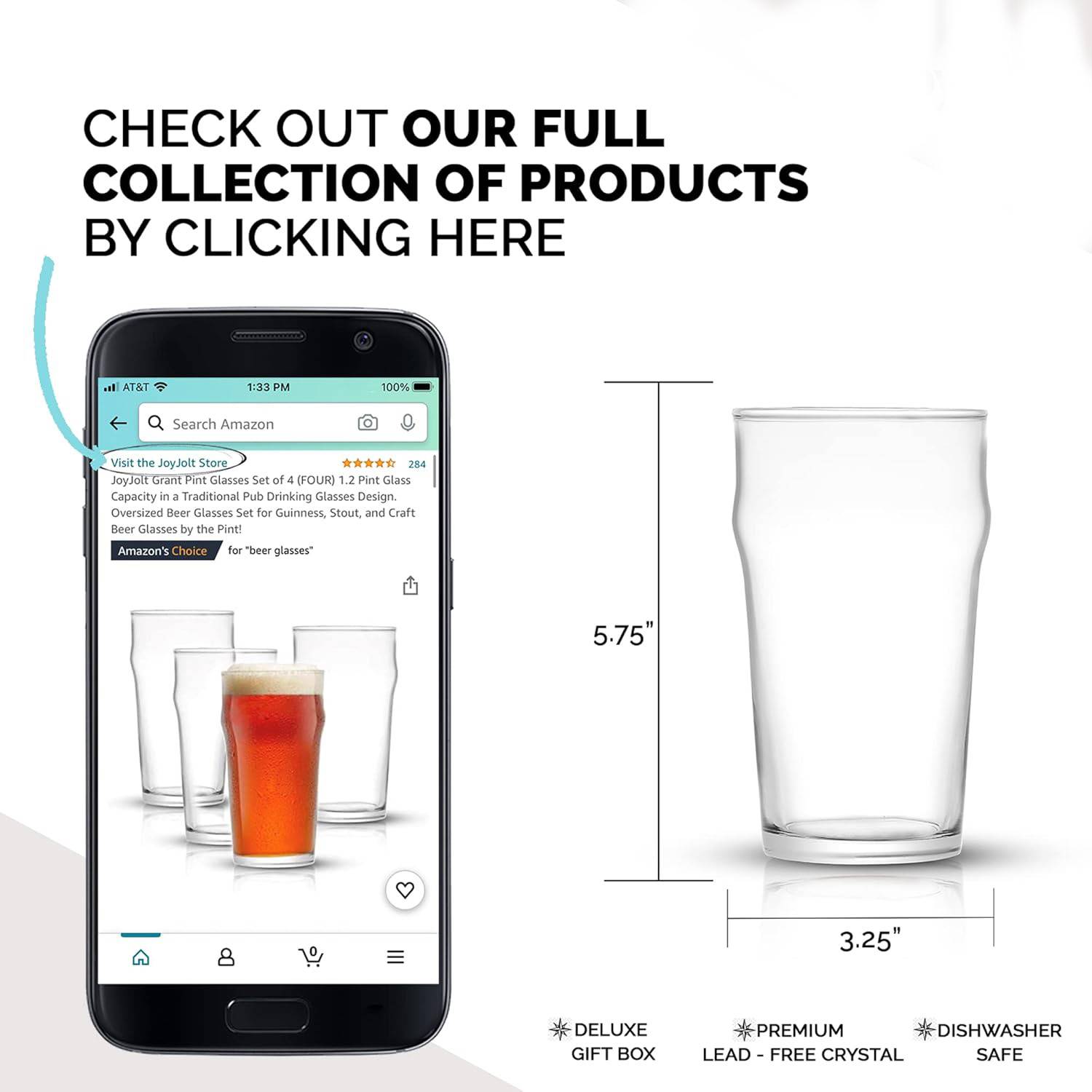 17oz Lead Free Pint Style Craft Beer Glasses 4