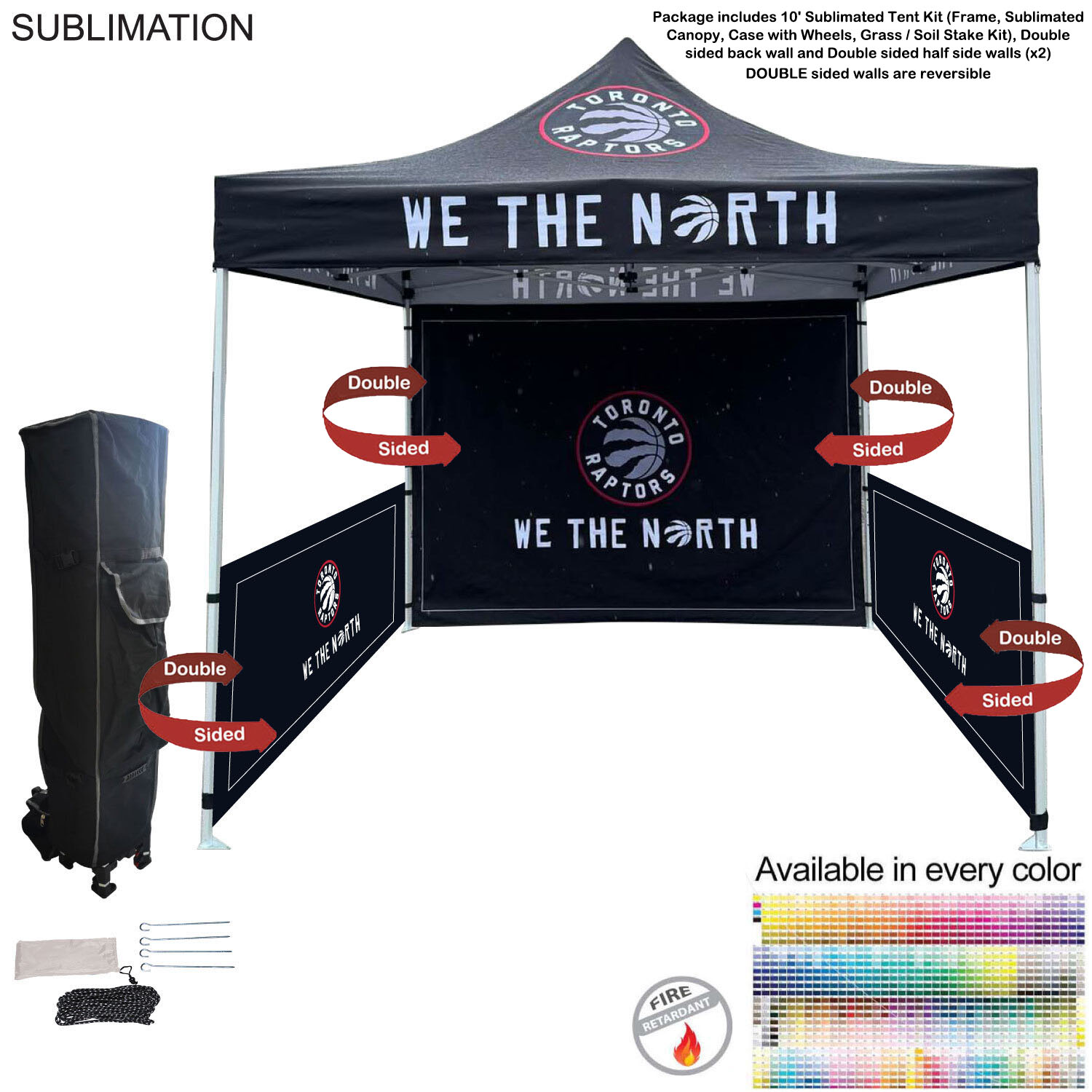 48Hr Quick Ship - 10' Sublimated Tent kit, DOUBLE sided backwall and 2 DOUBLE sided half sidewalls 20
